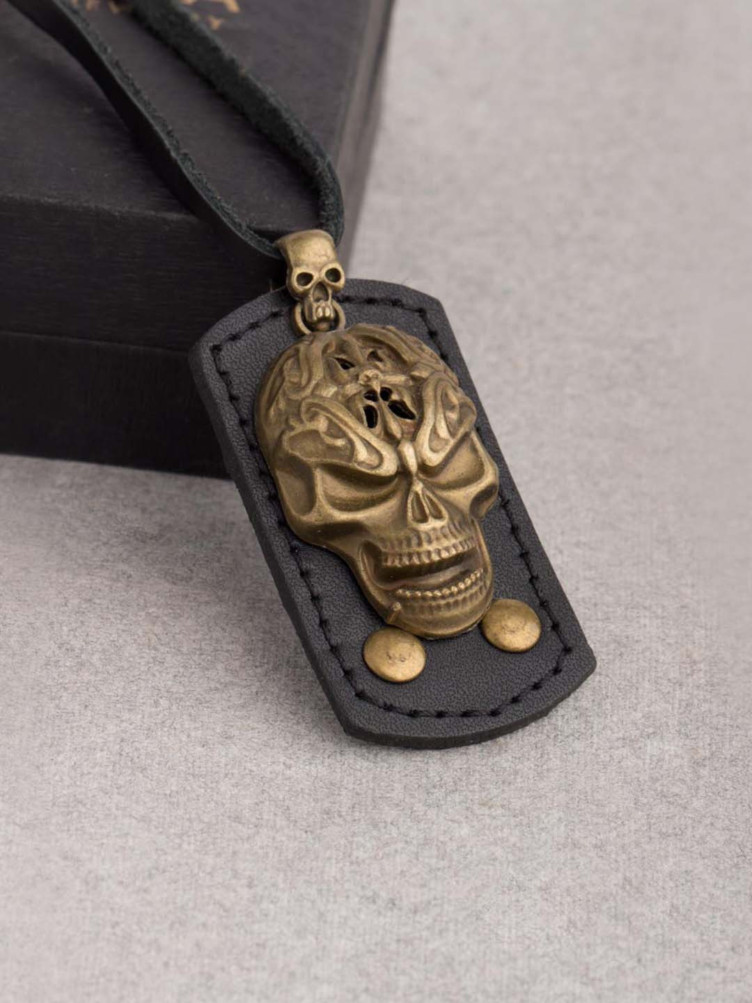 

Dare by Voylla Men Gold-Plated Designed Pendant With Chain