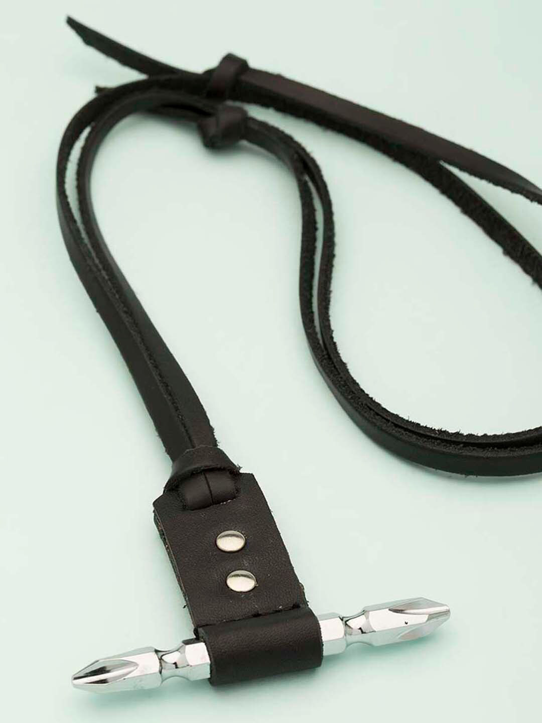 

Dare by Voylla Men Silver-Plated Black Screw Driver Pendant With Chain