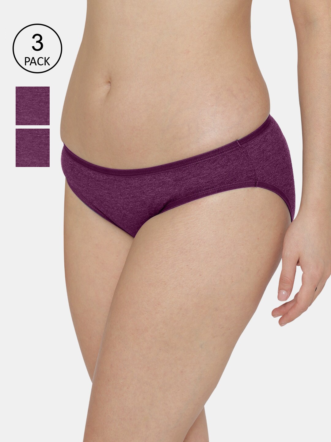 

Kalyani Women Pack Of 3 Burgundy Solid Bikini Briefs