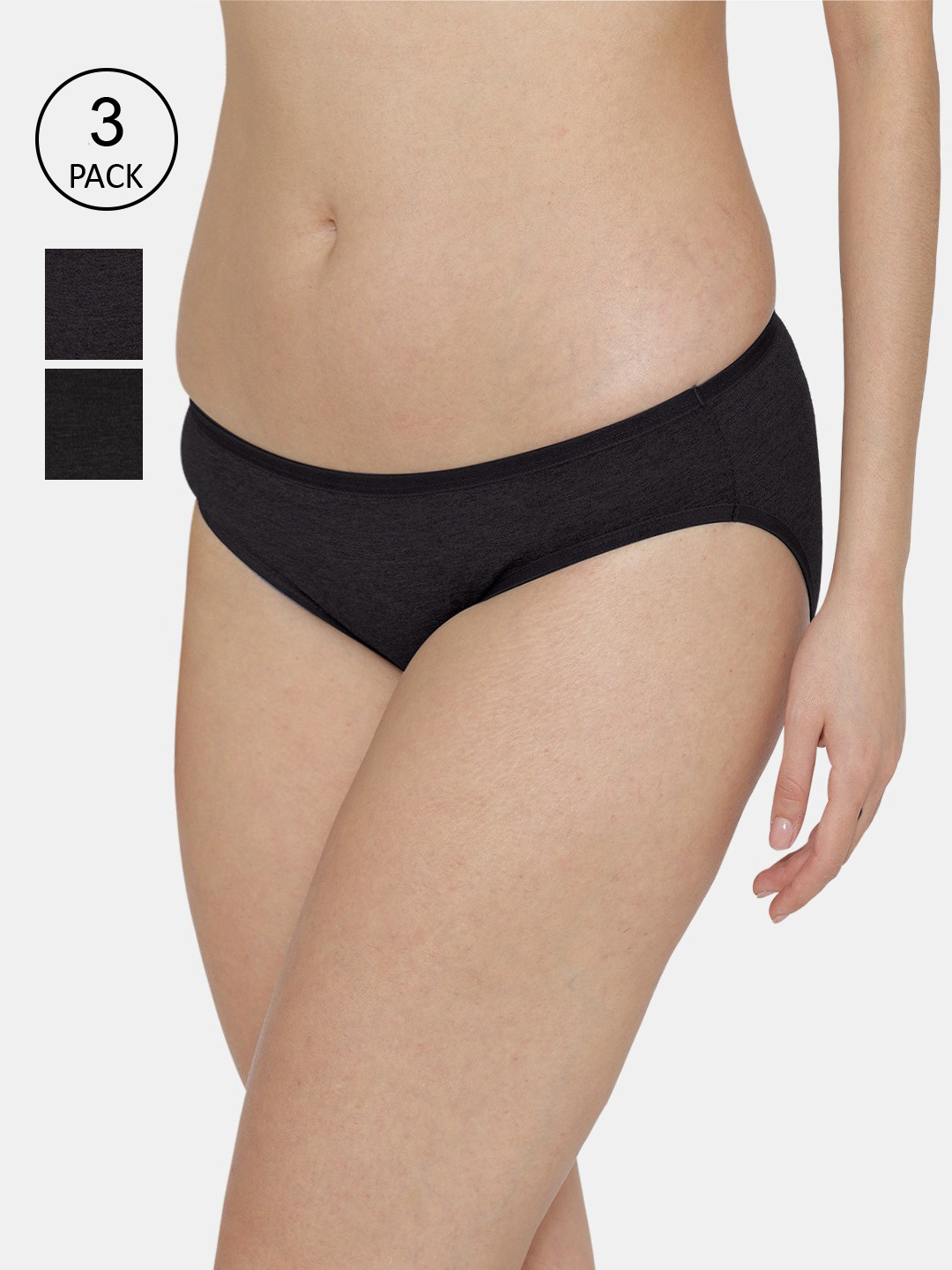 

Kalyani Women Pack of 3 Black Solid Bikini Briefs