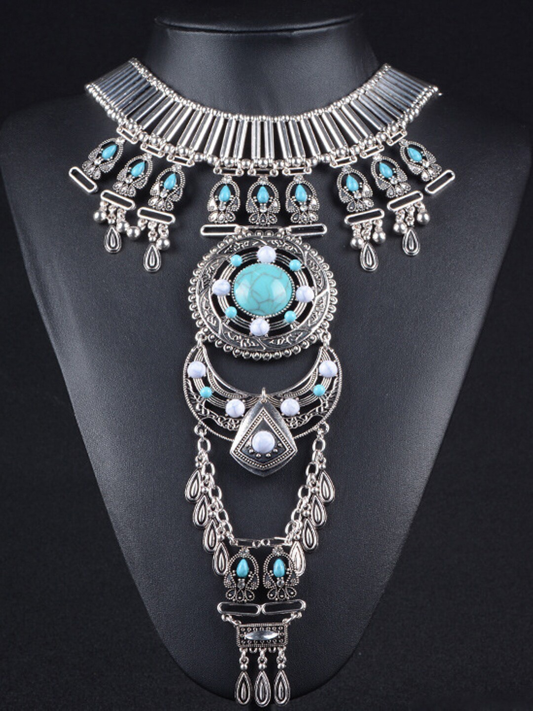 

Young & Forever Women Silver-Toned & Blue Tribal Necklace