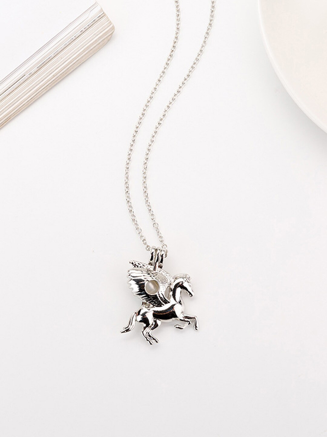 

Young & Forever Women Silver-Toned & Green Silver-Plated Necklace