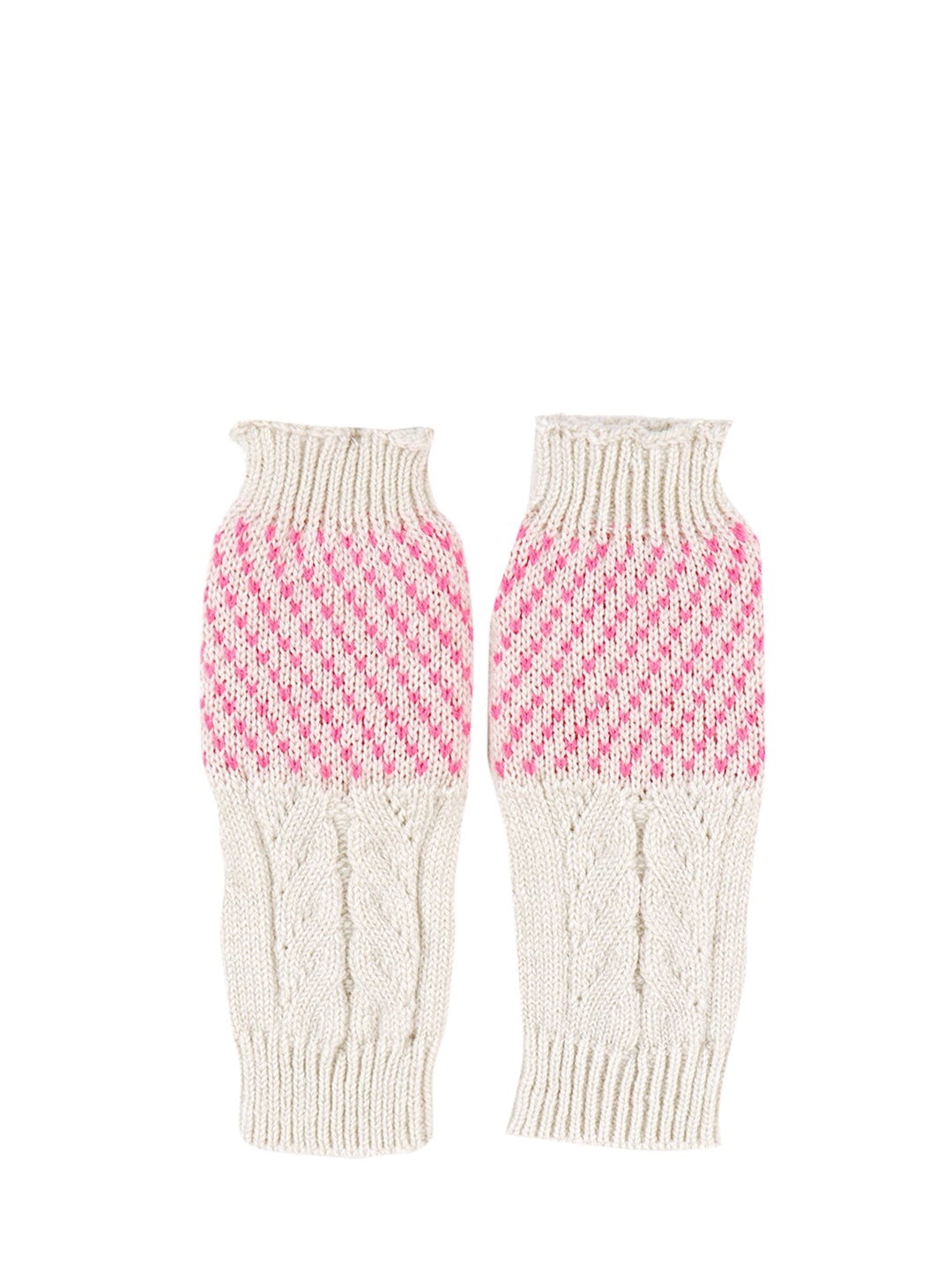 

Bharatasya Kids White & Pink Patterned Hand Gloves
