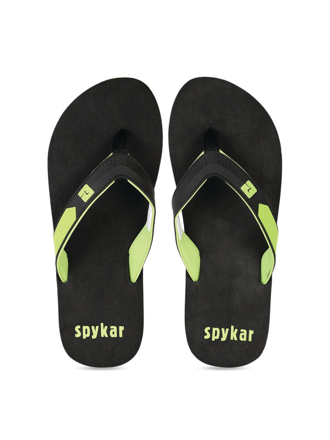 

SPYKAR Men Black & Green Rubber Thong Flip-Flops