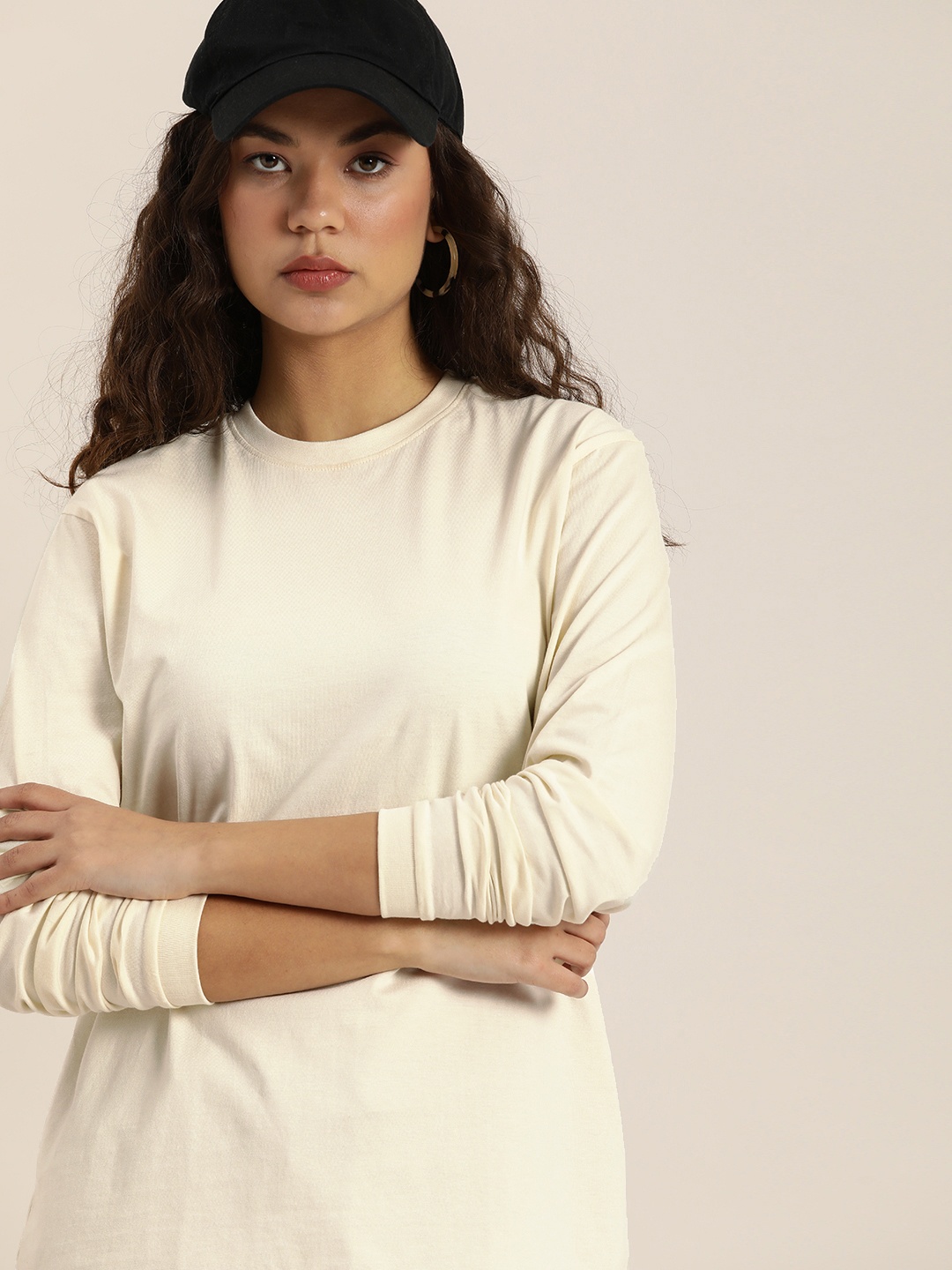 

Difference of Opinion Round Neck Pure Cotton Oversized Fit T-shirt, Off white