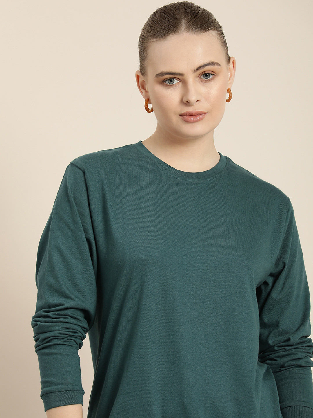 

Difference of Opinion Women Pure Cotton Oversized T-shirt, Teal