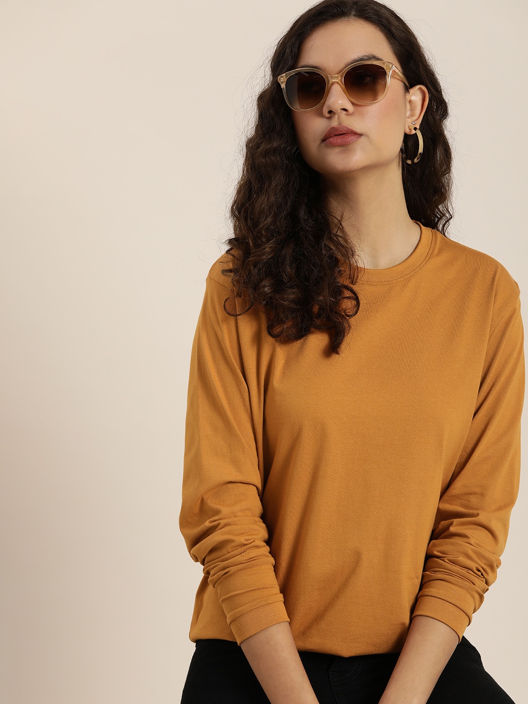 

Difference of Opinion Round Neck Pure Cotton Oversized Fit T-shirt, Brown