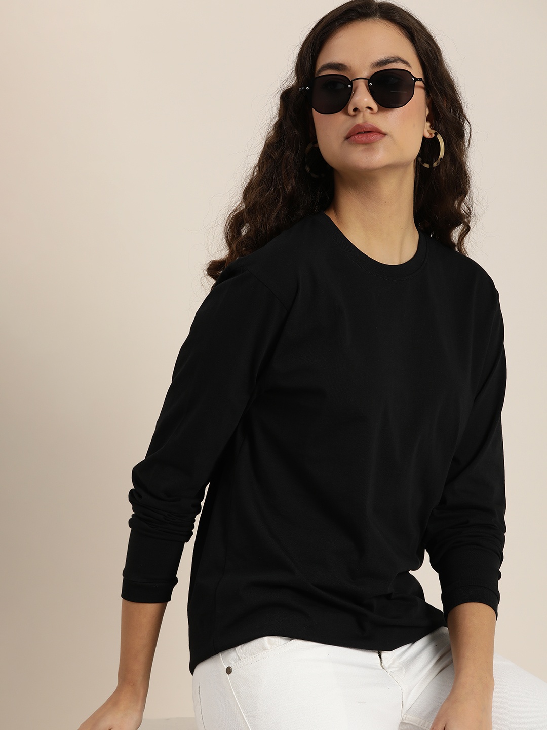 

Difference of Opinion Round Neck Pure Cotton Oversized Fit T-shirt, Black