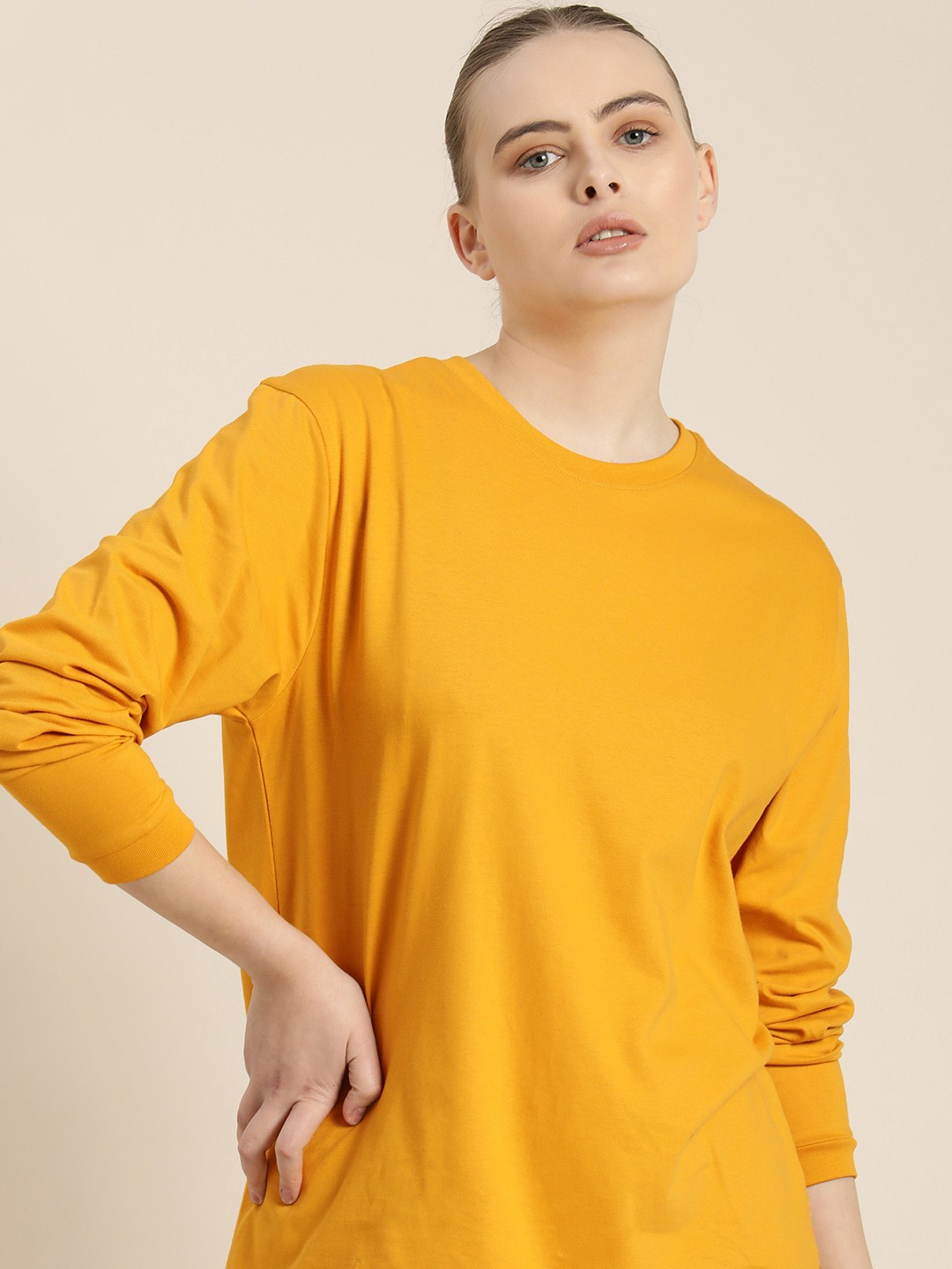 

Difference of Opinion Women Oversized Fit T-shirt, Mustard