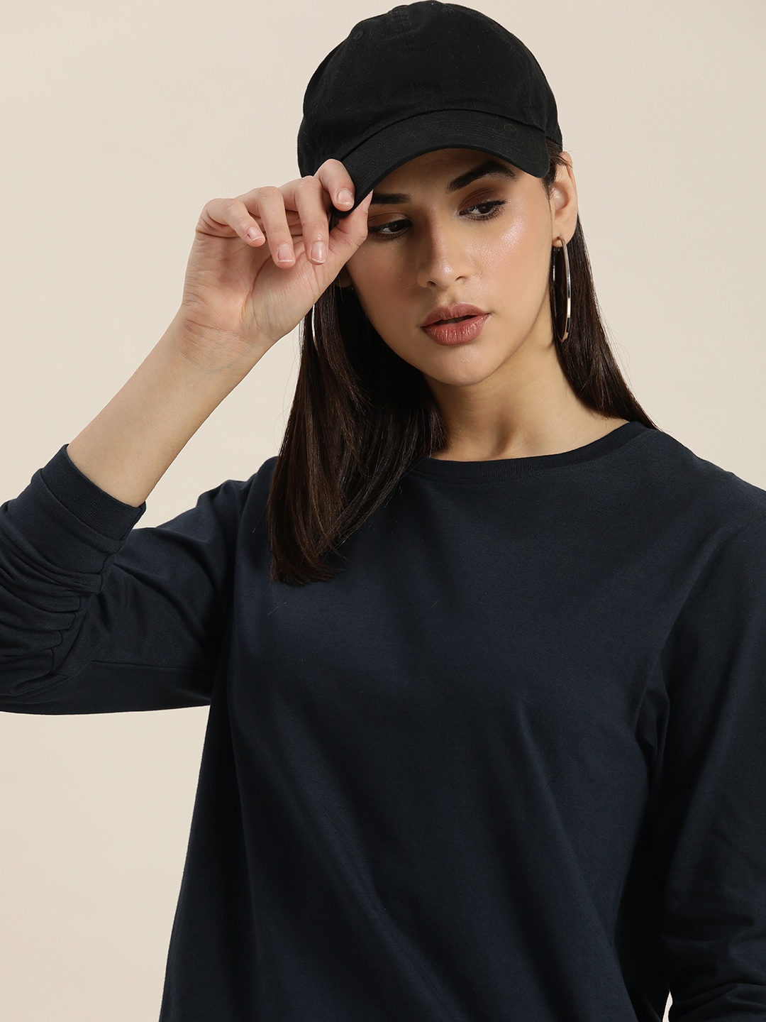 

DILLINGER Women Oversized Pure Cotton T-shirt, Navy blue