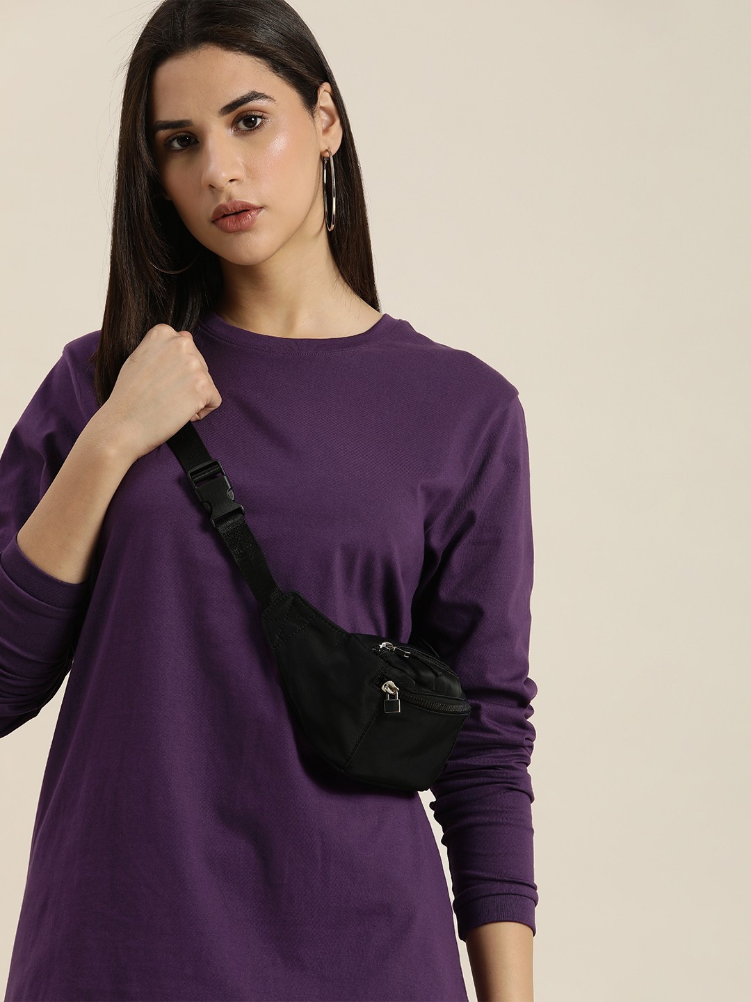 

DILLINGER Women Oversized Pure Cotton T-shirt, Purple