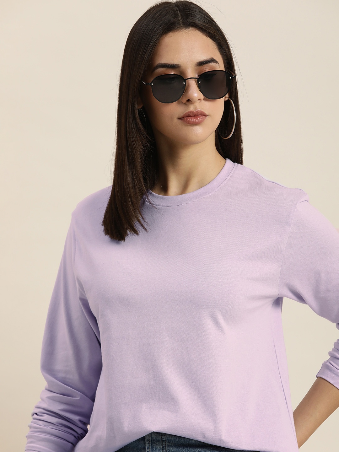 DILLINGER Women Oversized Pure Cotton T-shirt, Lavender