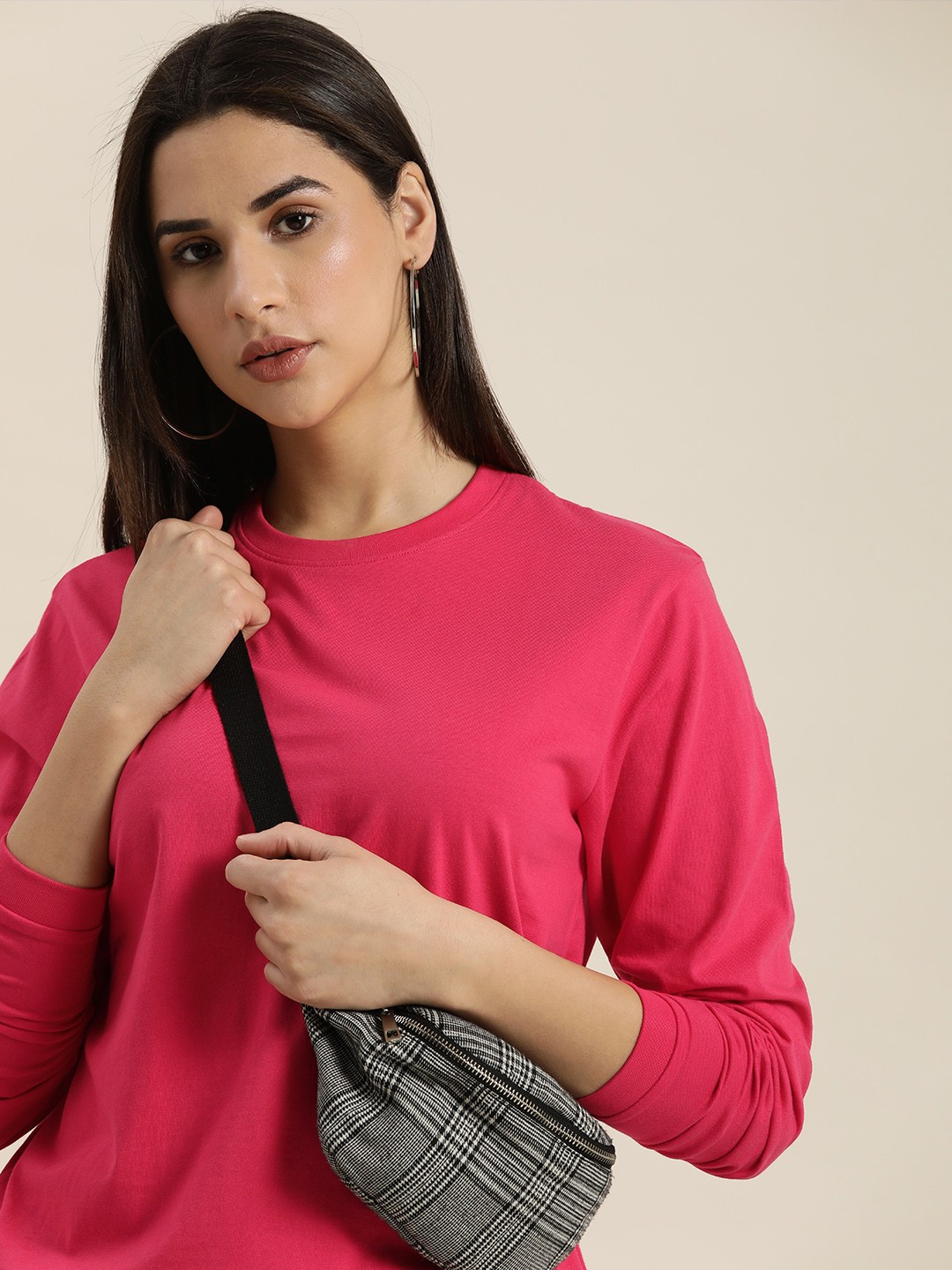

DILLINGER Women Oversized Pure Cotton T-shirt, Fuchsia