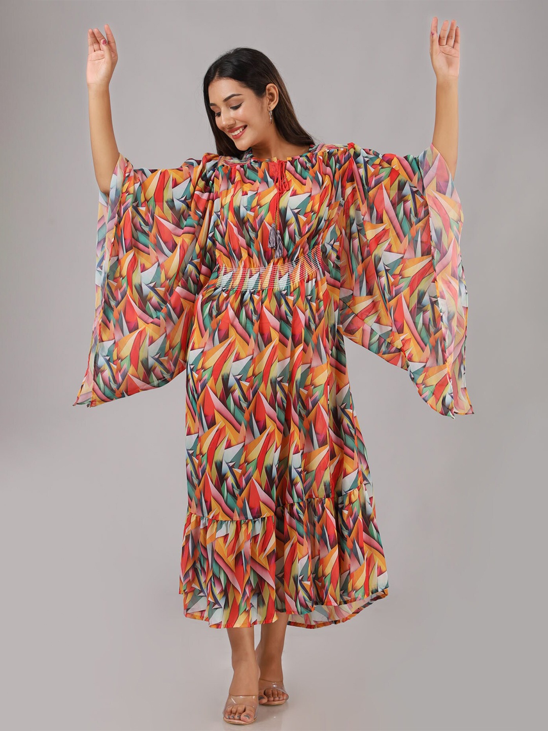 

FASHION DWAR Orange A-Line Midi Dress