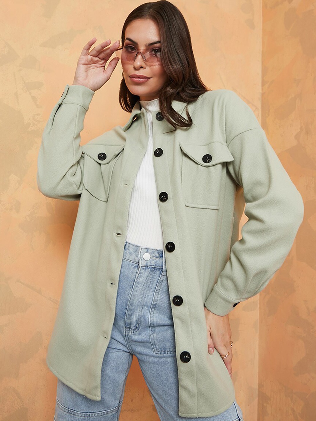 

Styli Women Green Longline Tailored Jacket