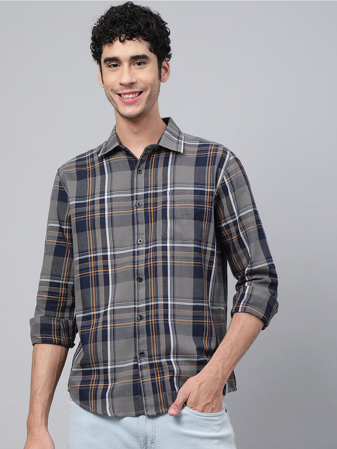 

VEIRDO Men Tartan Checked Casual Cotton Shirt, Maroon