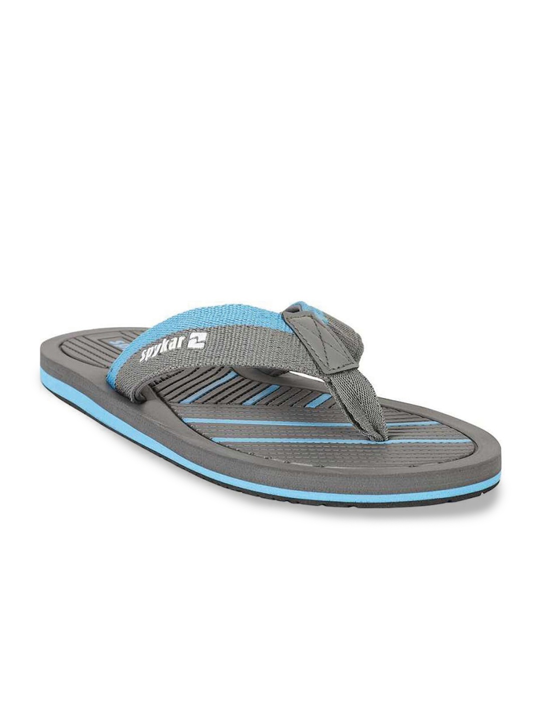 

SPYKAR Men Grey & Blue Printed Rubber Thong Flip-Flops