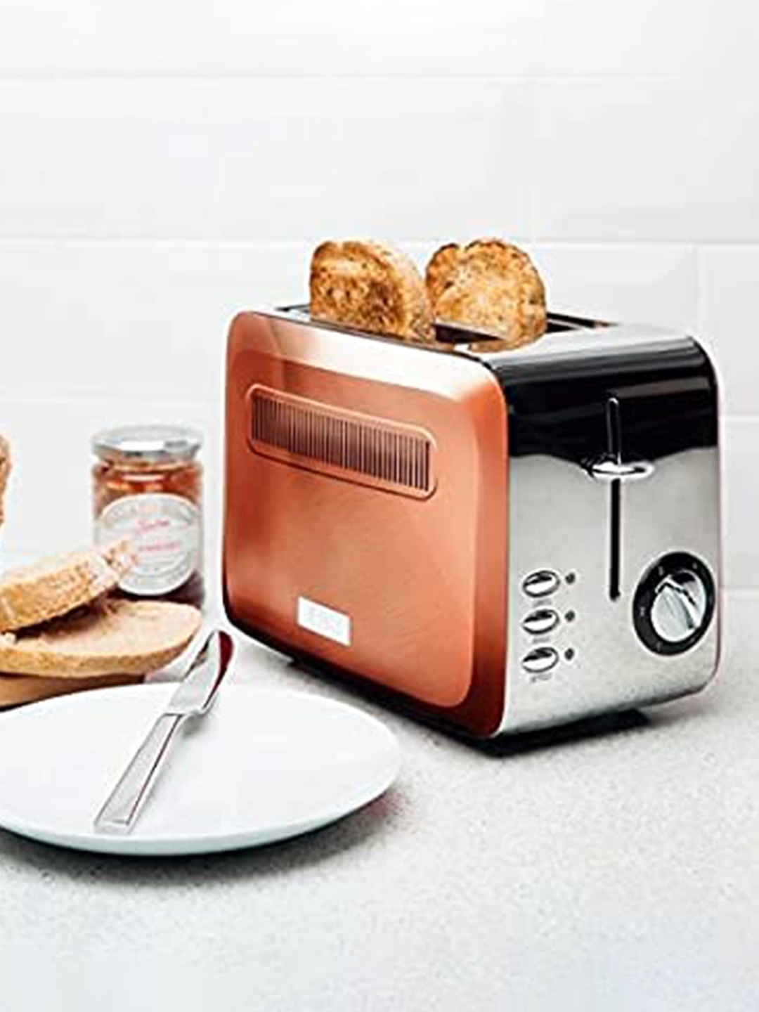 

Haden Boston Pyramid Stainless Steel Reheat & Frozen 2-Slice Toaster, Copper
