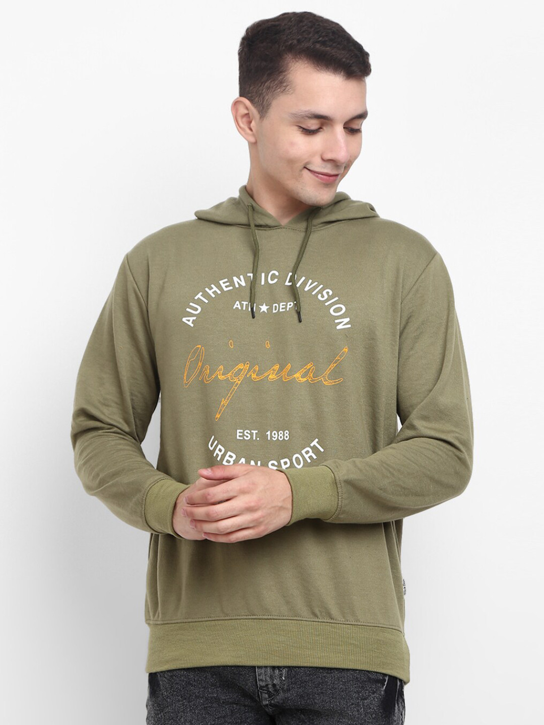 

V-Mart Men Olive Green Cotton Printed Sweatshirt