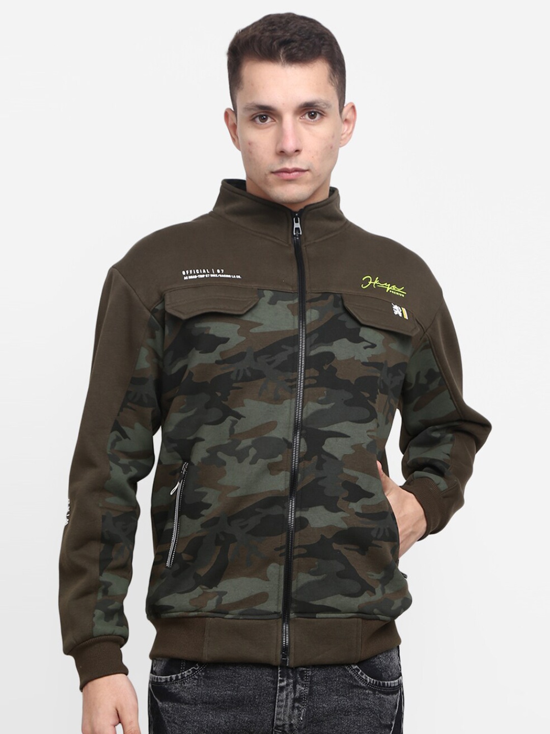 

V-Mart Men Olive Green Cotton Printed Sweatshirt