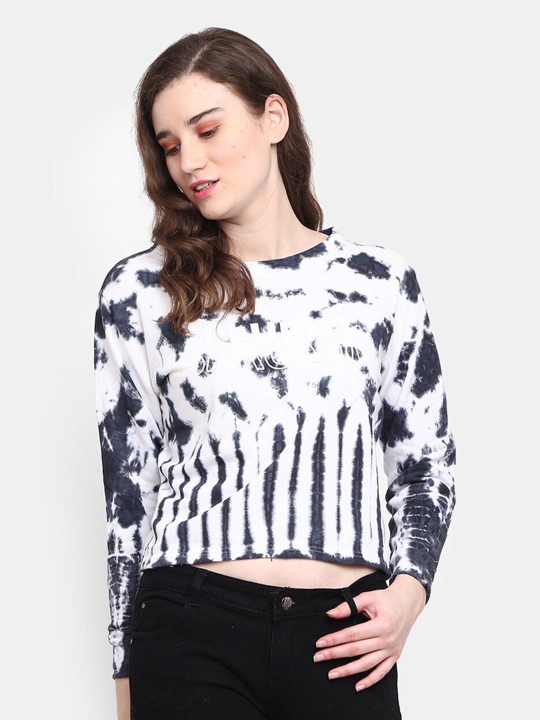 

V-Mart Women Black Cotton Printed Sweatshirt