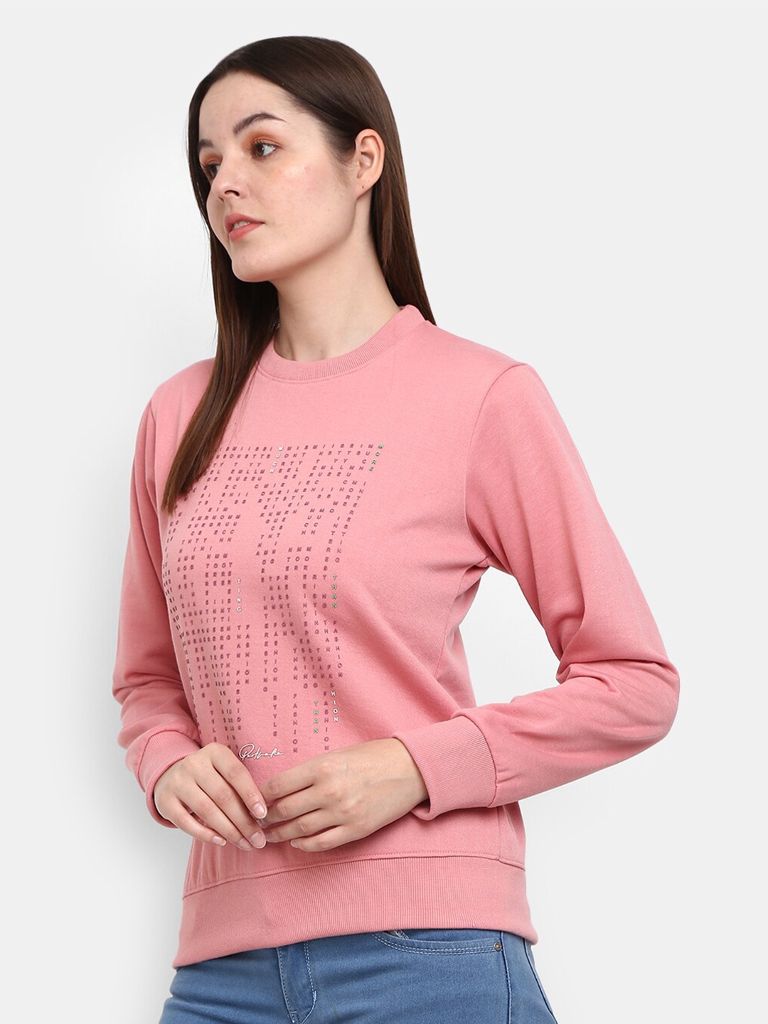 

V-Mart Women Pink Cotton Printed Sweatshirt