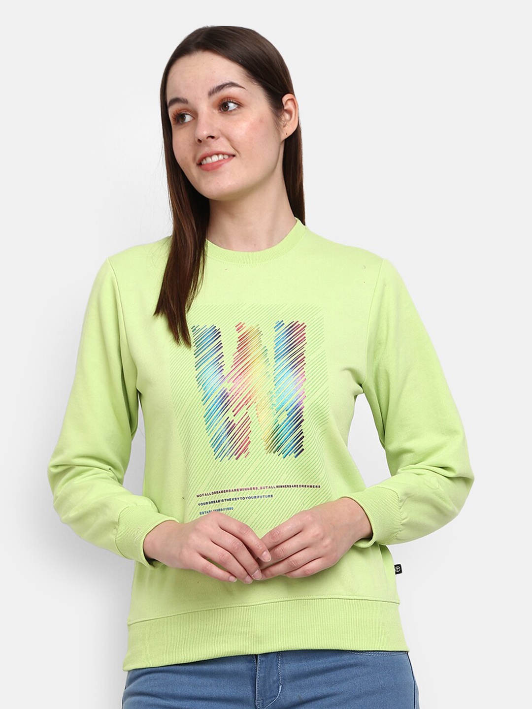 

V-Mart Women Green Cotton Printed Sweatshirt