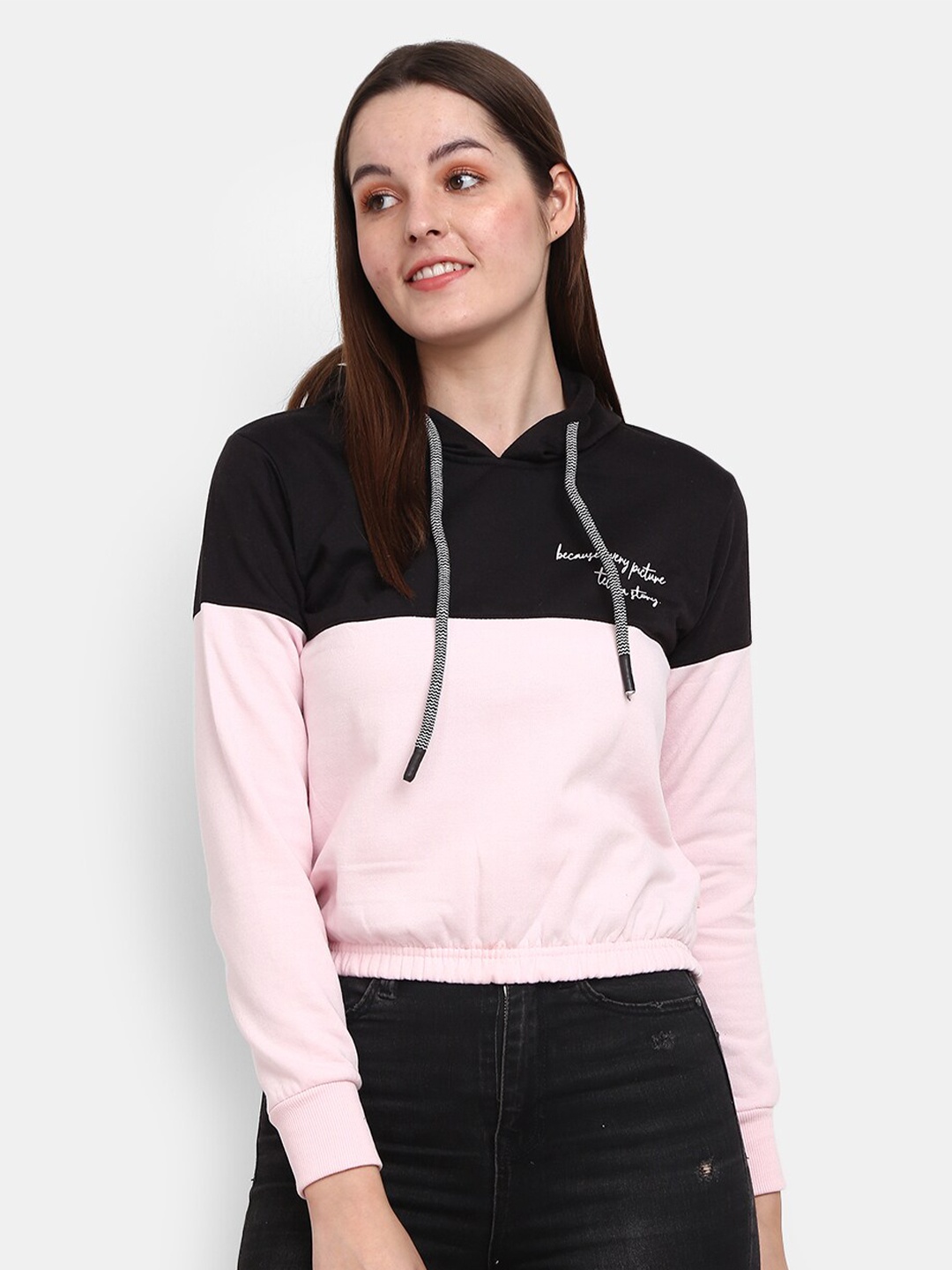 

V-Mart Women Pink Cotton Colourblocked Sweatshirt