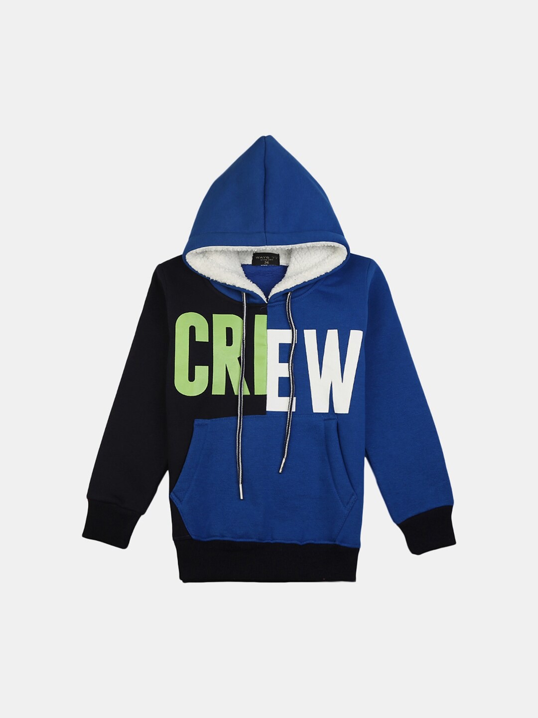 

V-Mart Boys Blue Colour blocked Hooded Cotton Sweatshirt
