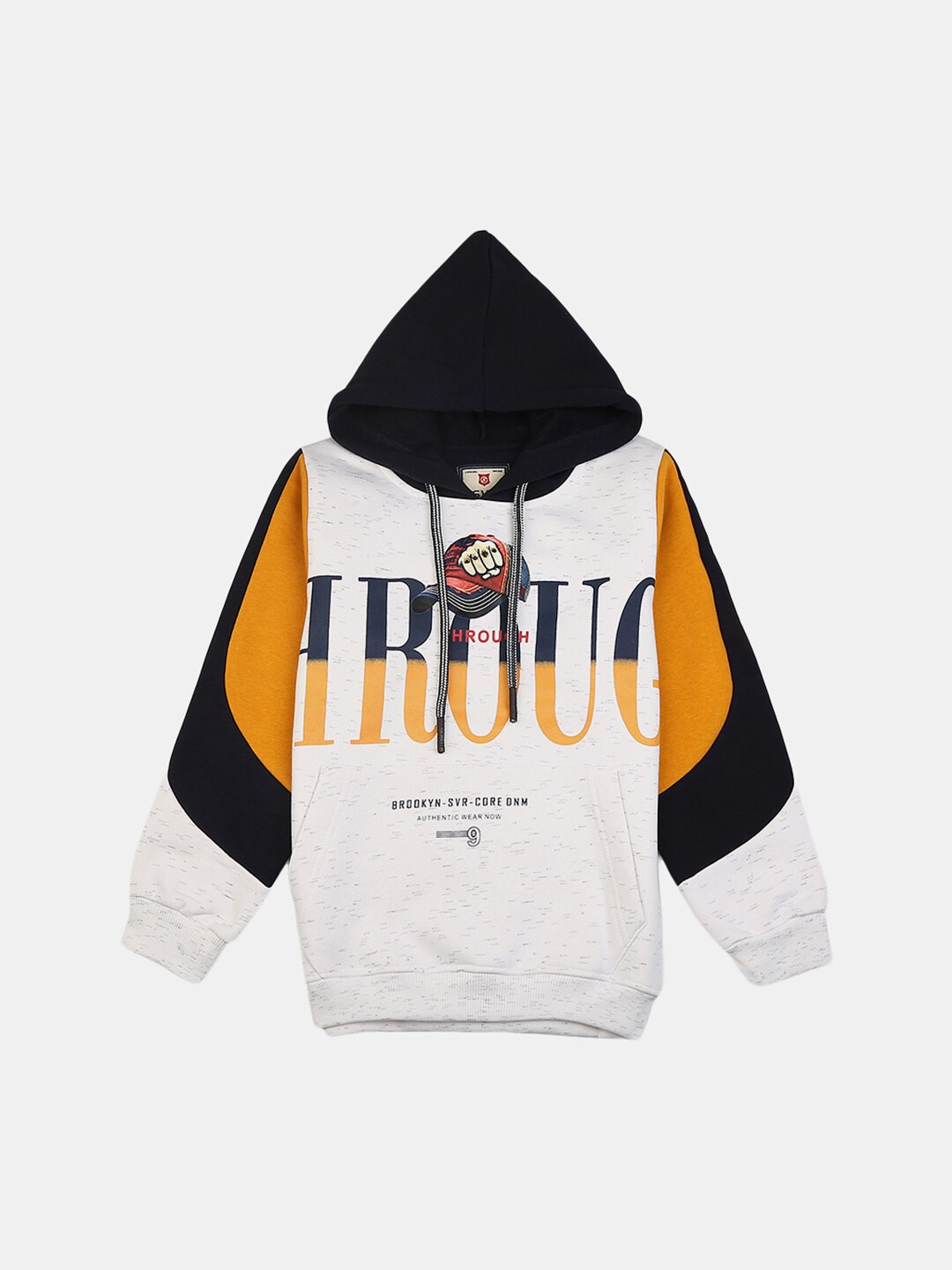 

V-Mart Boys White Printed Hooded Cotton Sweatshirt