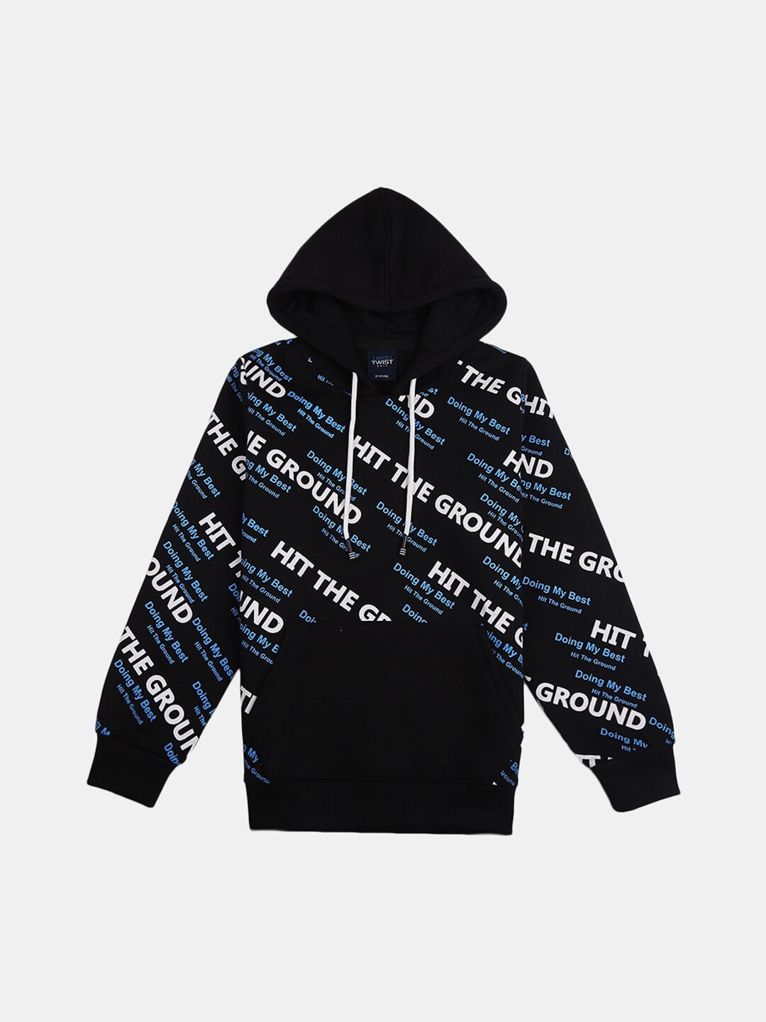 

V-Mart Boys Black Printed Hooded Cotton Sweatshirt