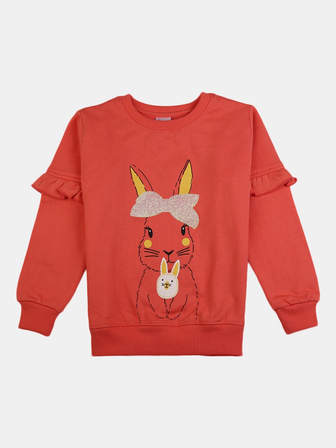 

V-Mart Girls Peach-Coloured Printed Cotton Sweatshirt