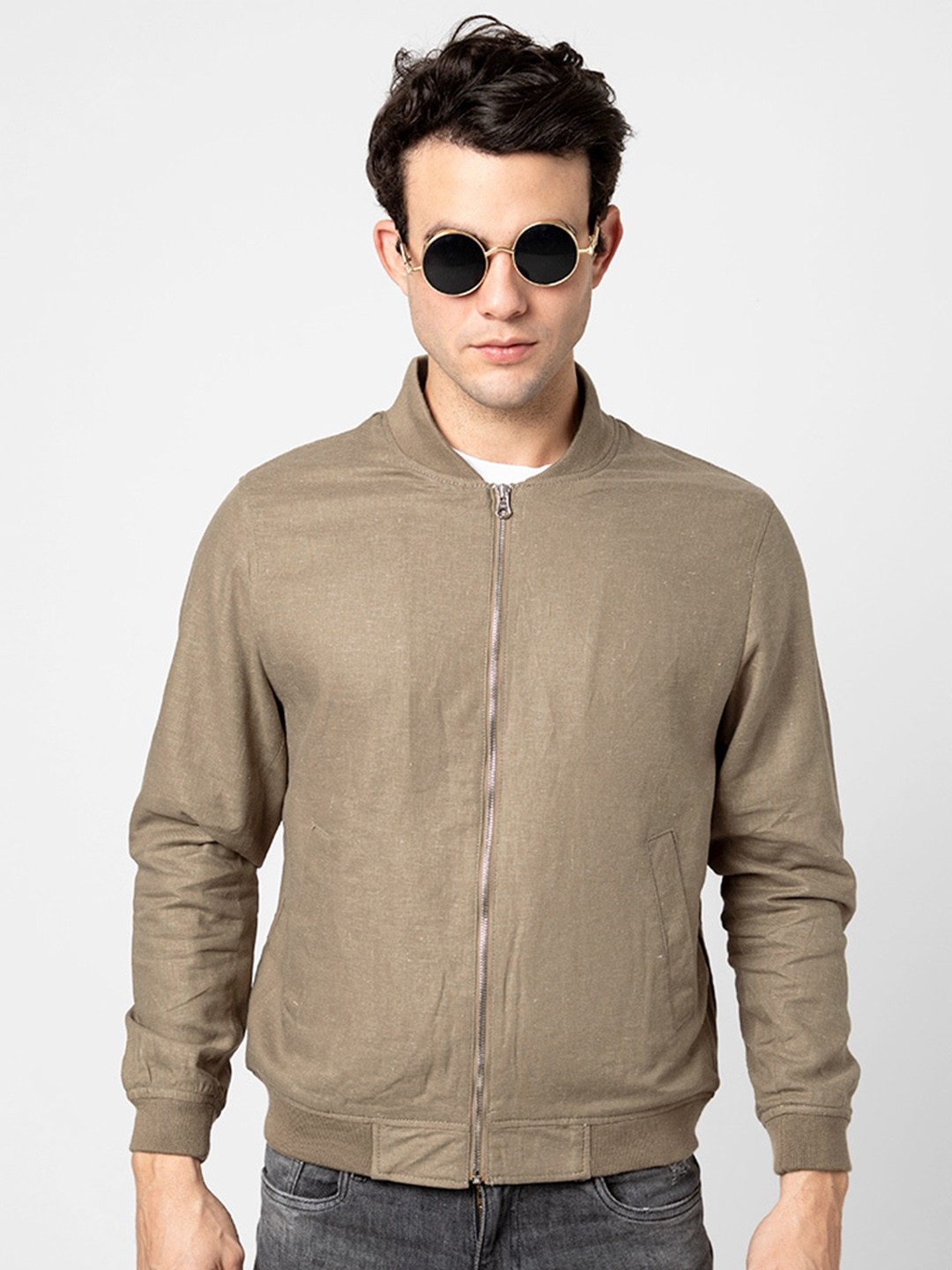 

Snitch Men Brown Cotton Bomber Jacket