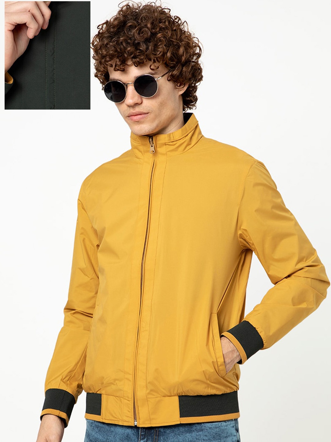 

Snitch Men Yellow Reversible Bomber Jacket