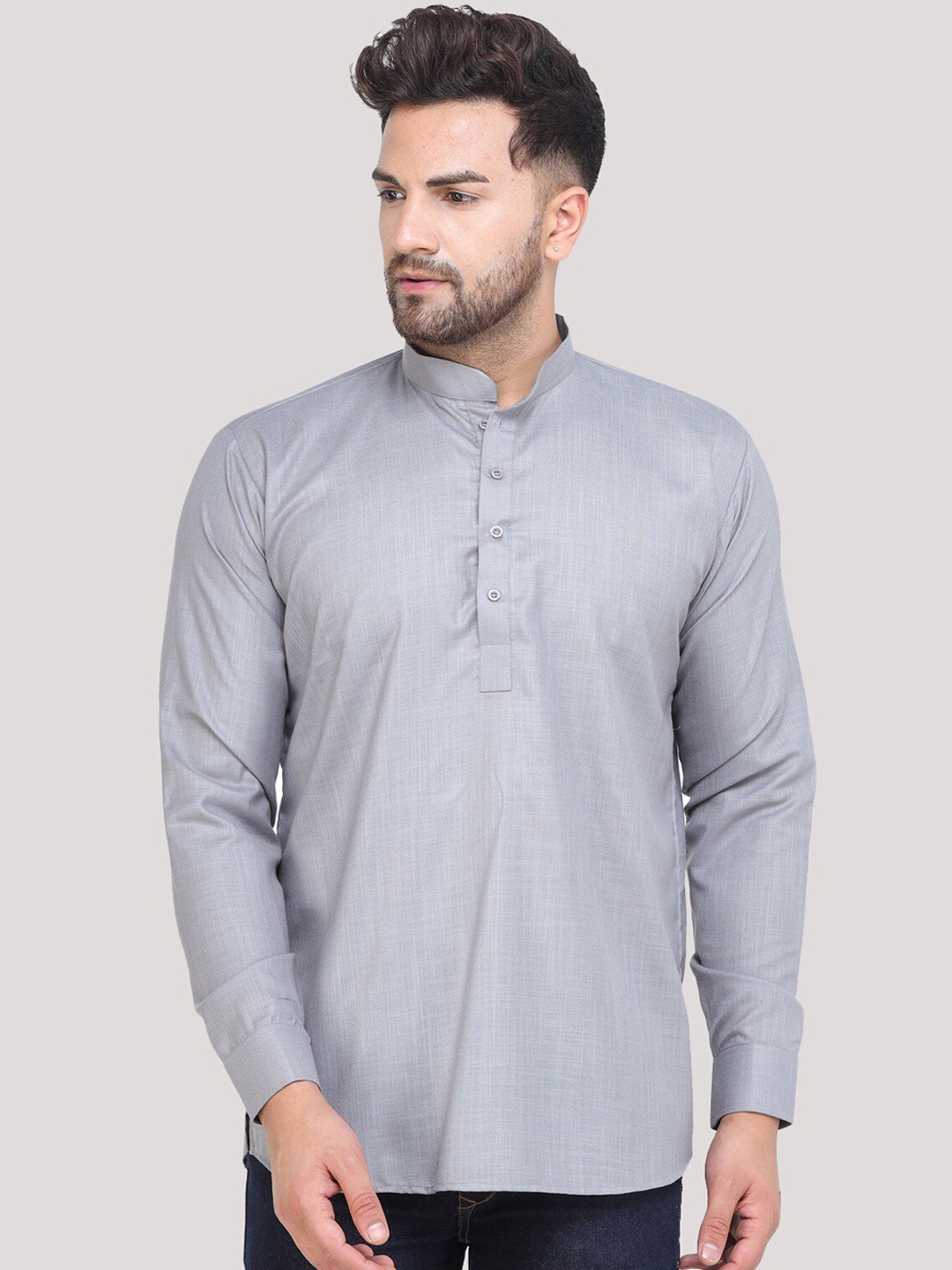 

MAG Men Grey Cotton Straight Kurta