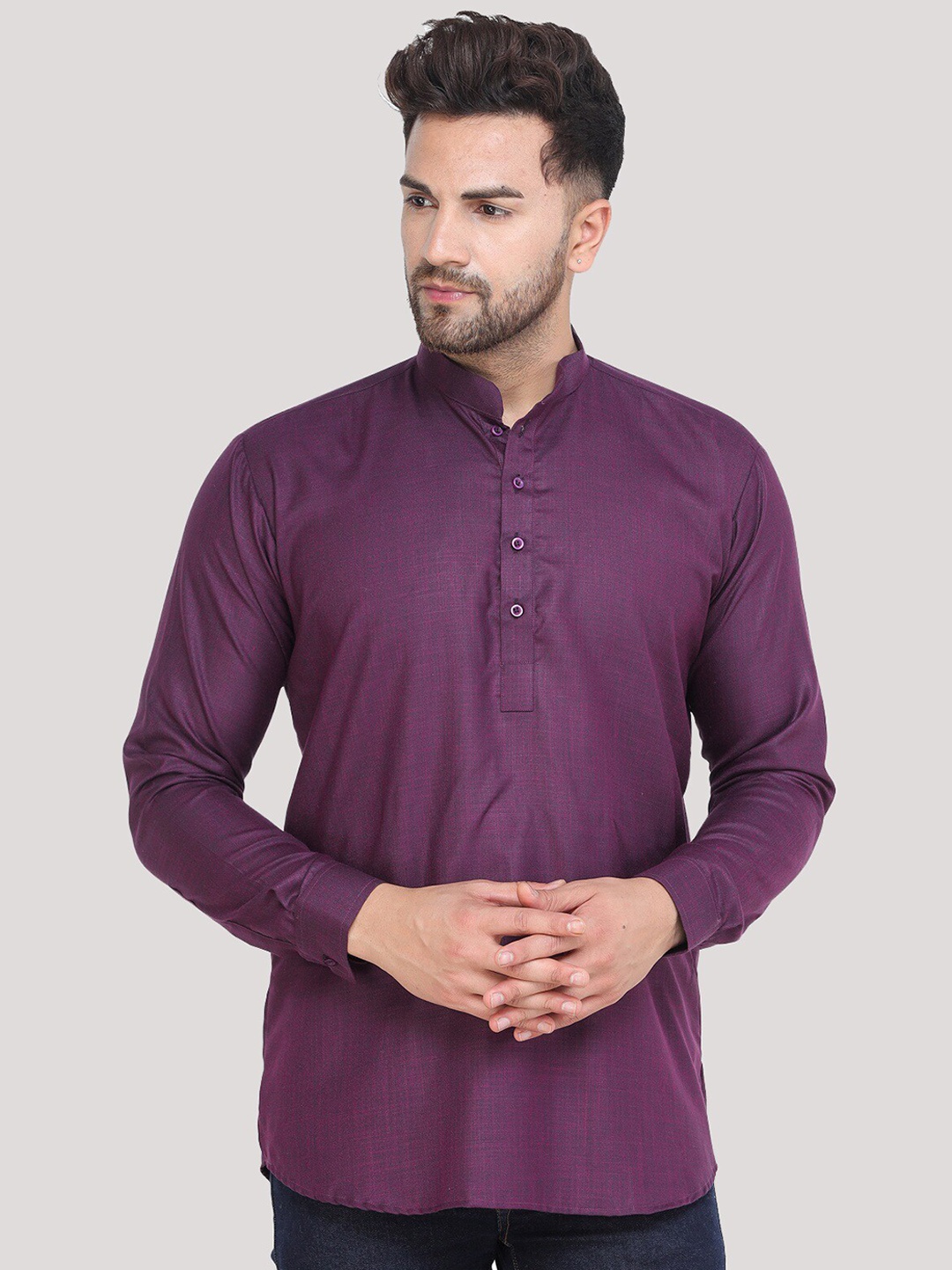 

MAG Men Violet Cotton Straight Kurta
