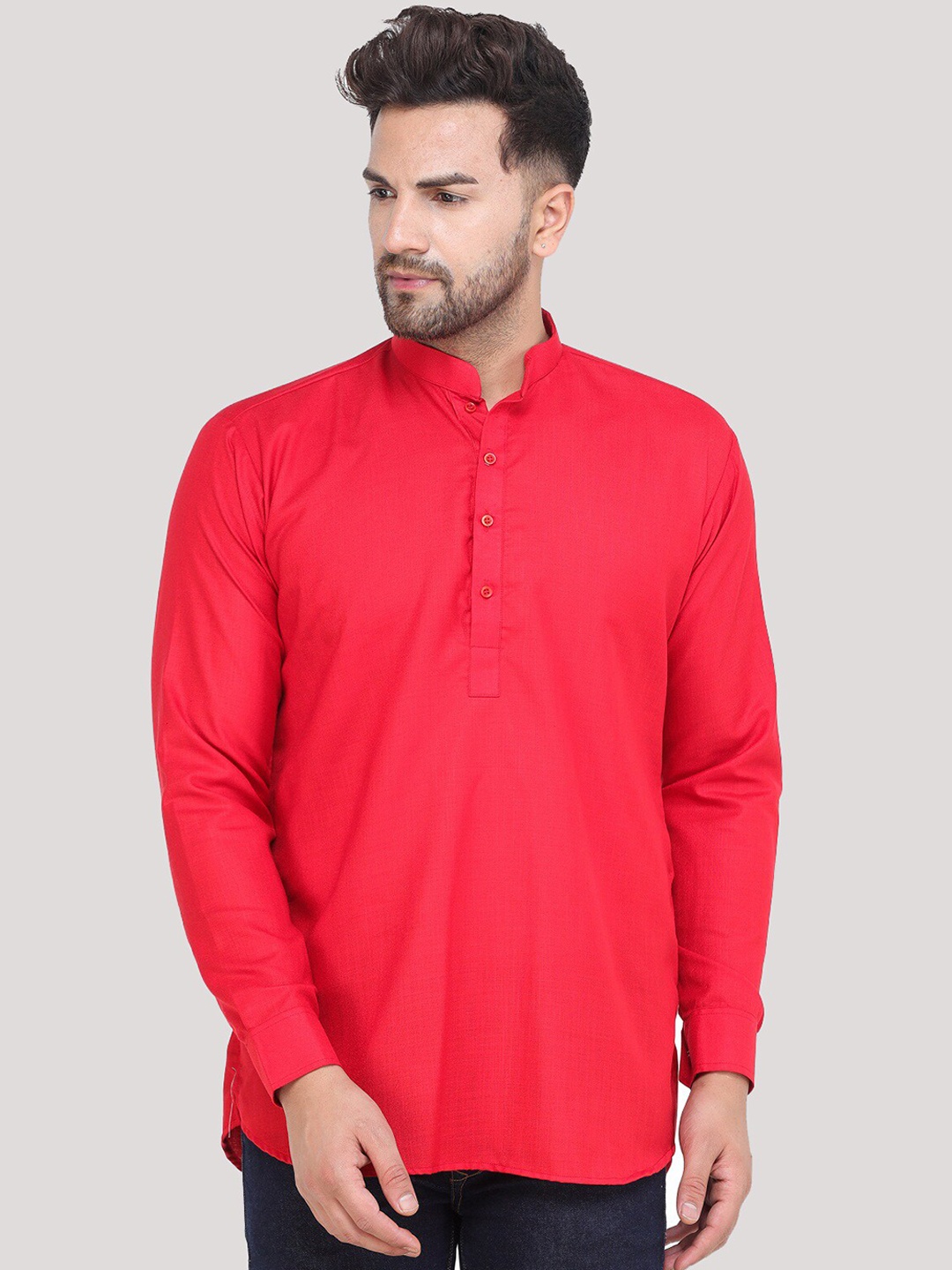 

MAG Men Red Cotton Straight Kurta