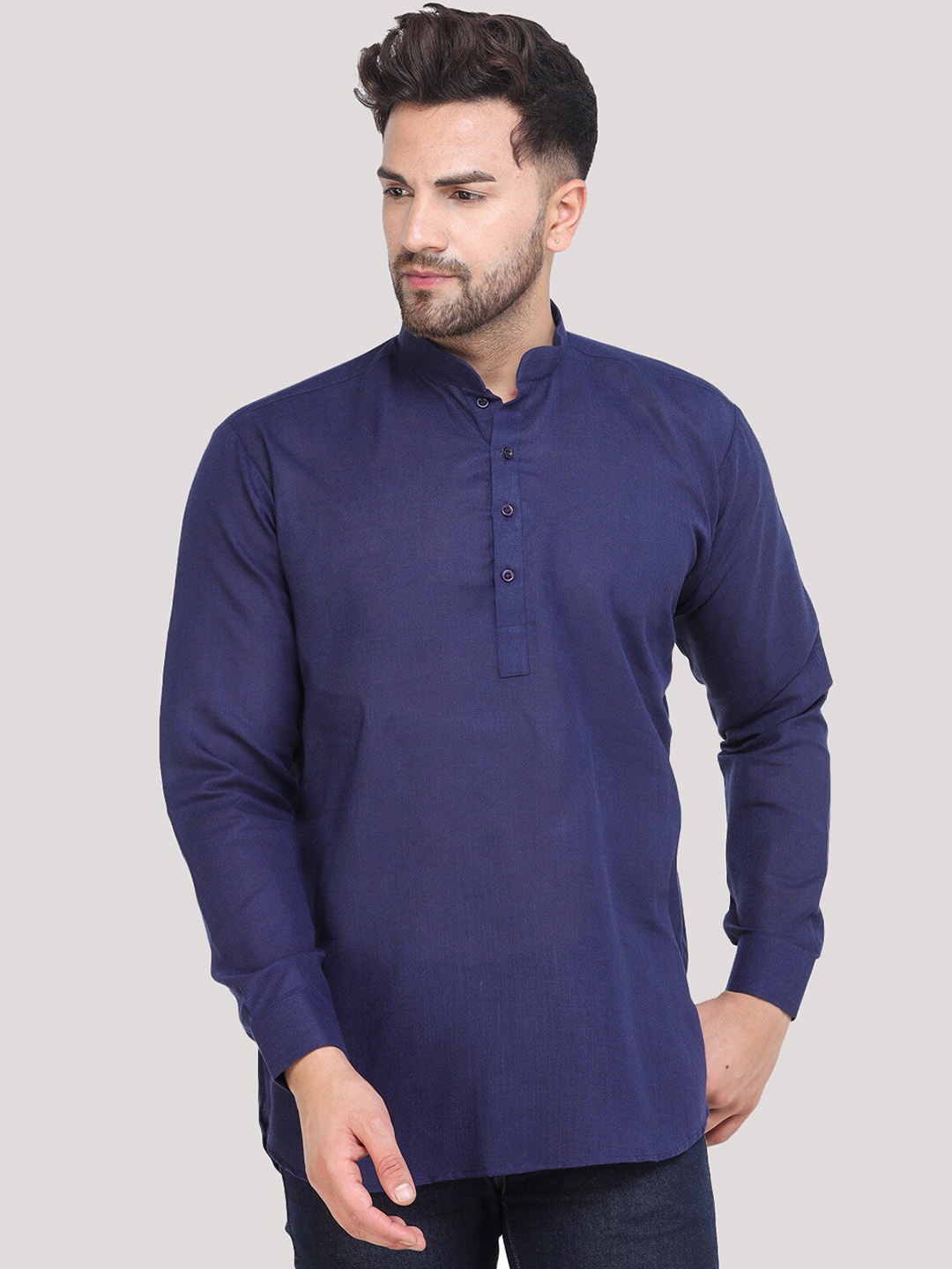 

MAG Straight Regular Fit Cotton Kurta, Navy blue