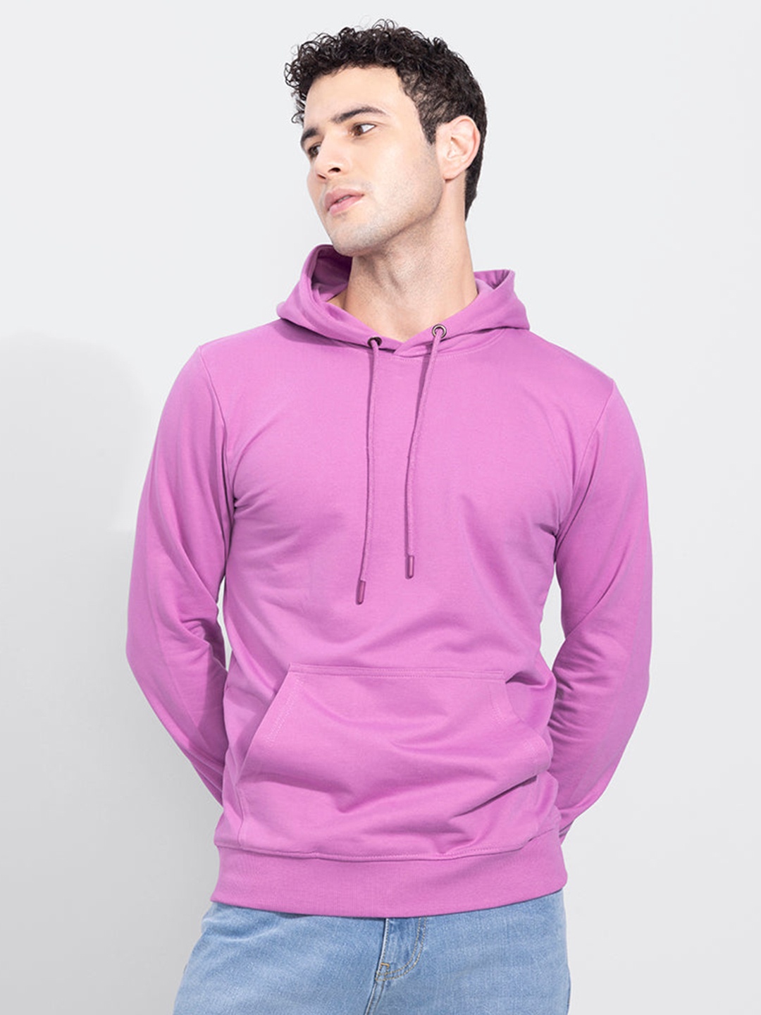 

Snitch Men Lavender Hooded Cotton Sweatshirt