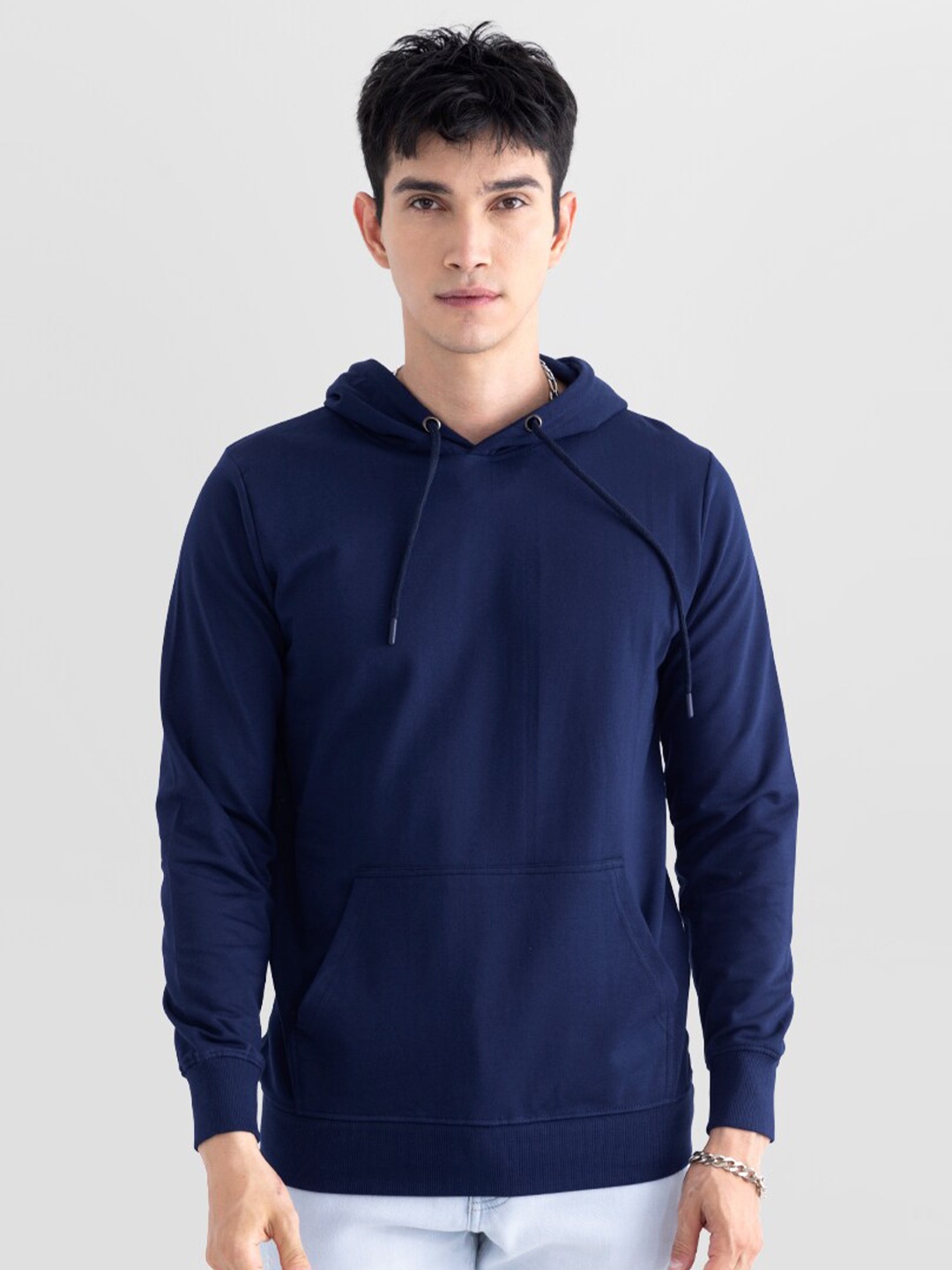 

Snitch Men Blue Hooded Cotton Sweatshirt