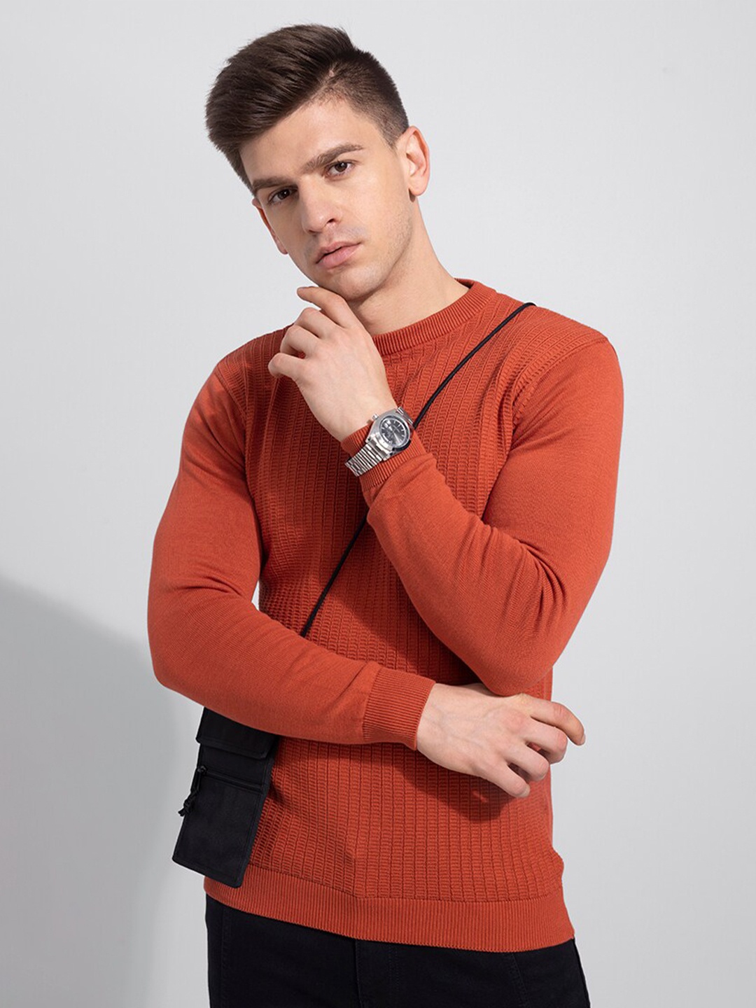 

Snitch Men Red Cotton Sweater