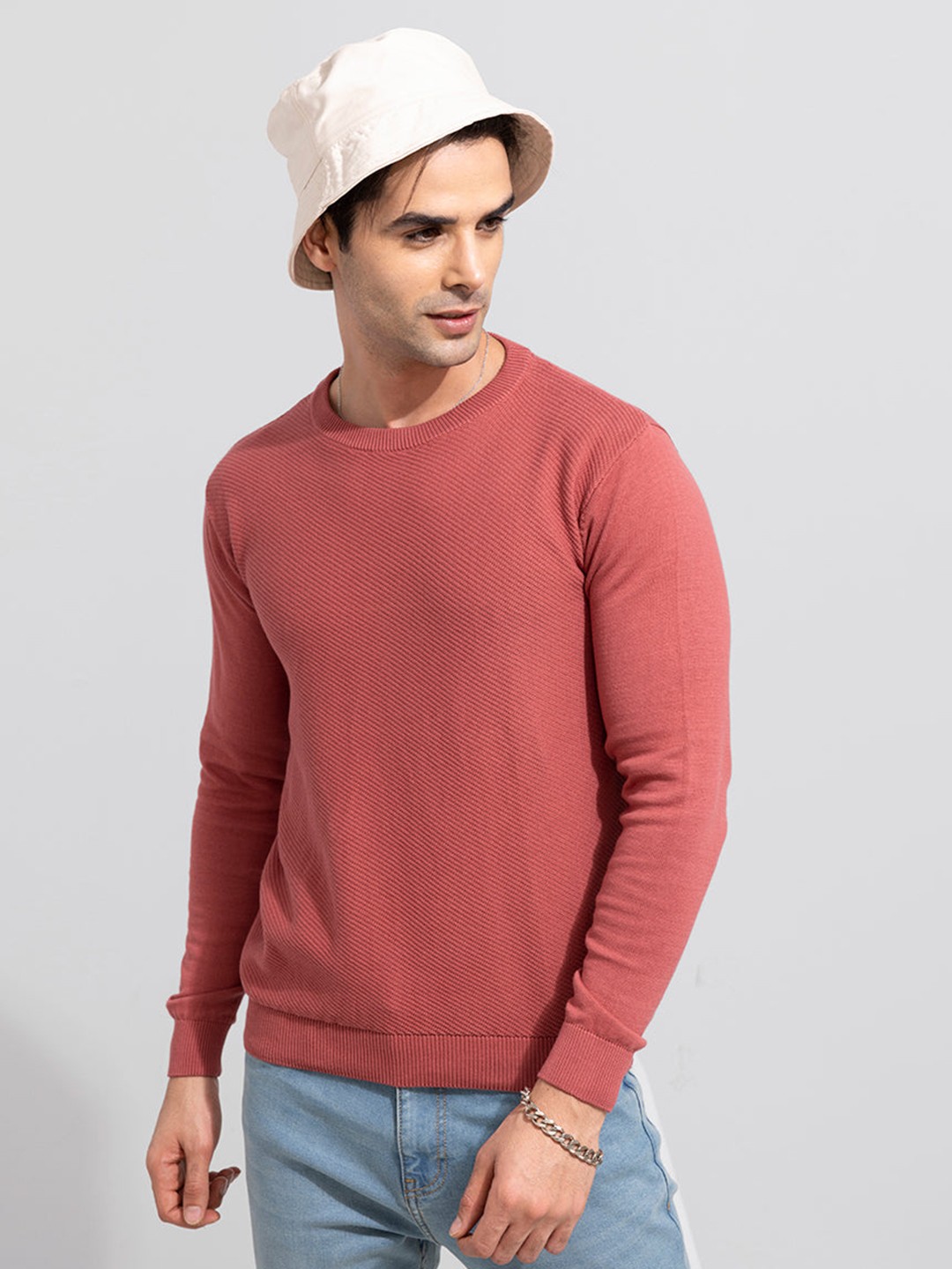

Snitch Men Red Cotton Pullover Sweater