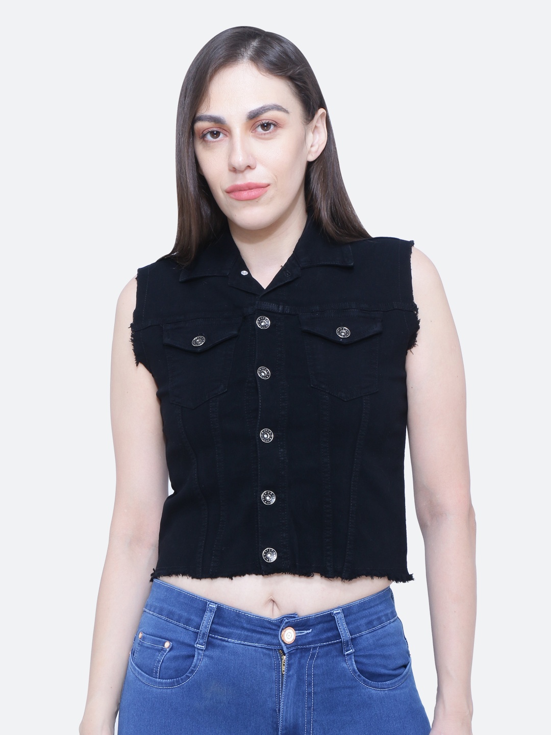 

FCK-3 Women Black Washed Cotton Denim Jacket
