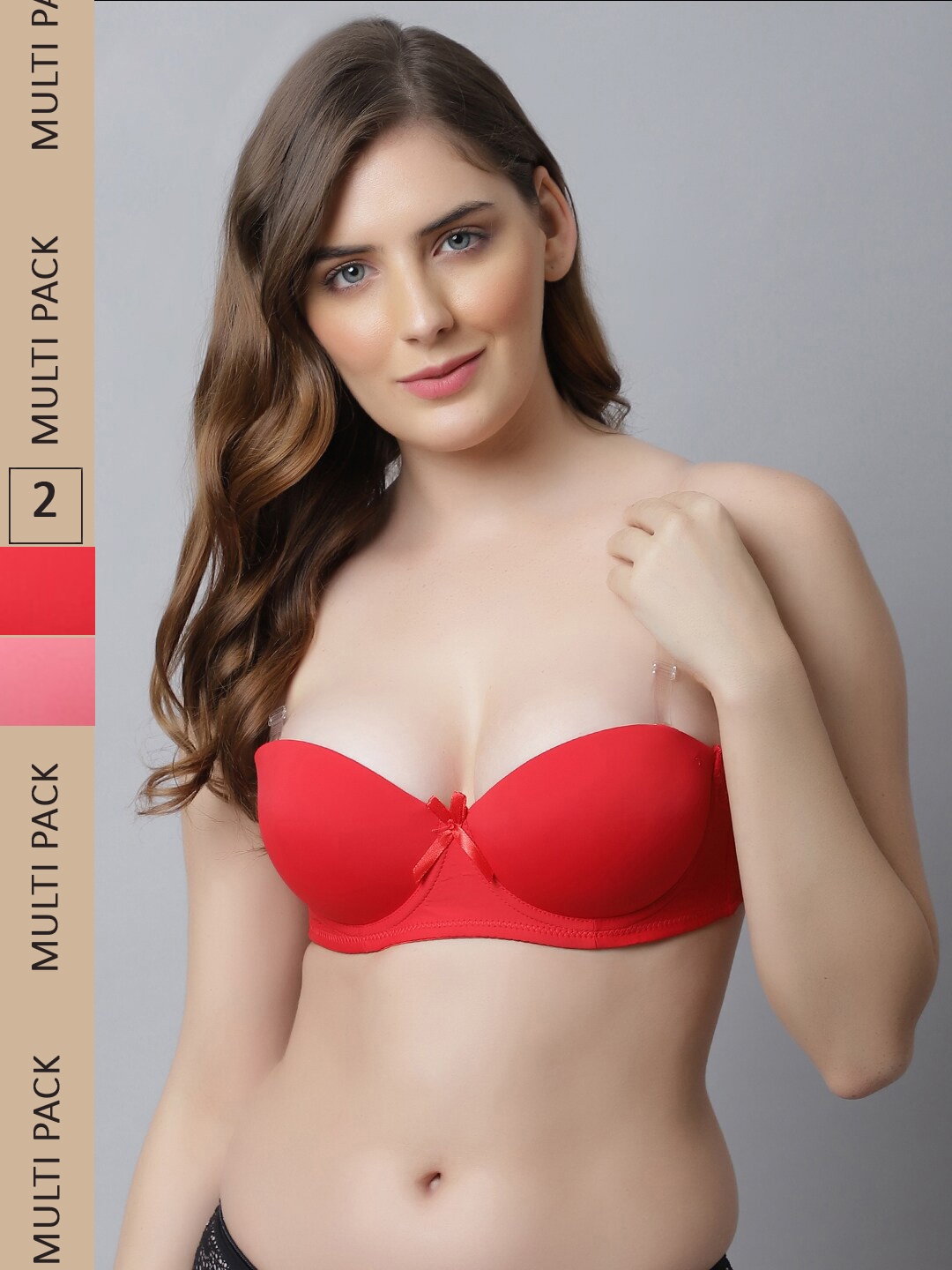 

Friskers Pack Of 2 Red & Pink Bra Underwired Lightly Padded