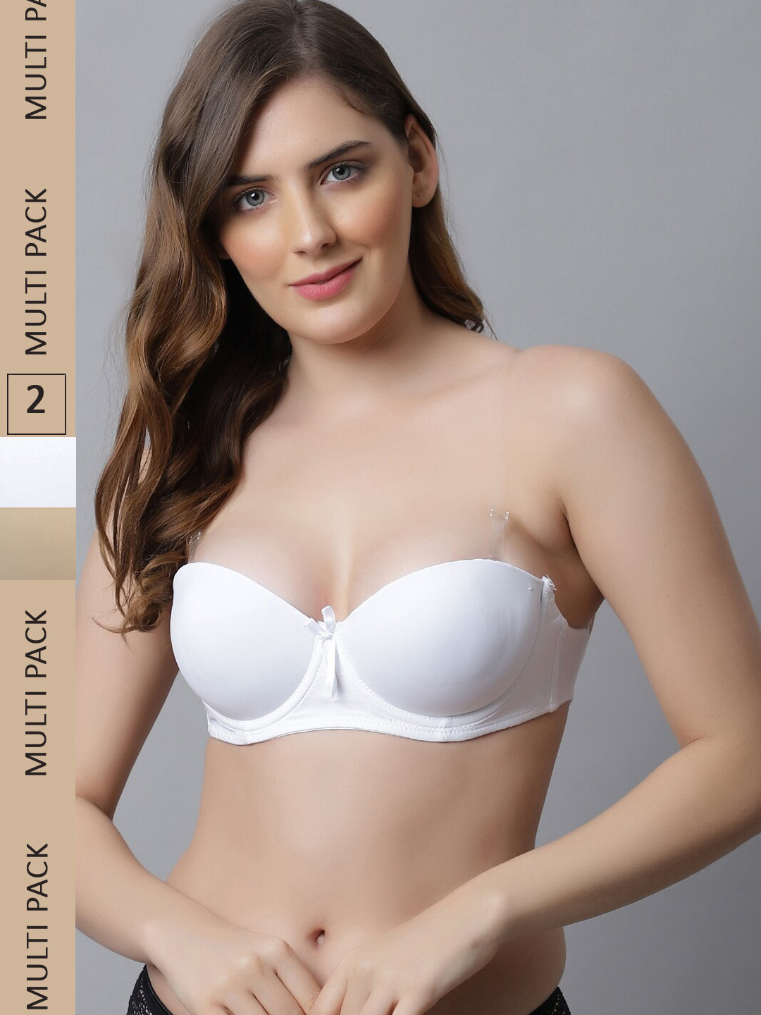 

Friskers Pack Of 2 White & Beige Bra Underwired Lightly Padded