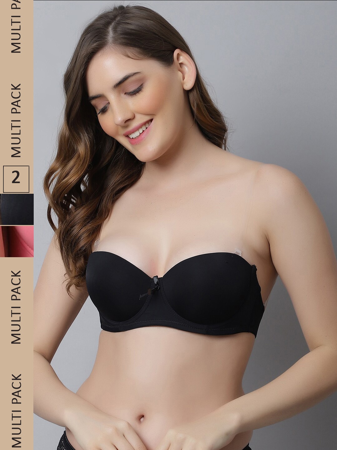 

Friskers Pack of 2 Black & Pink Bra Underwired Lightly Padded