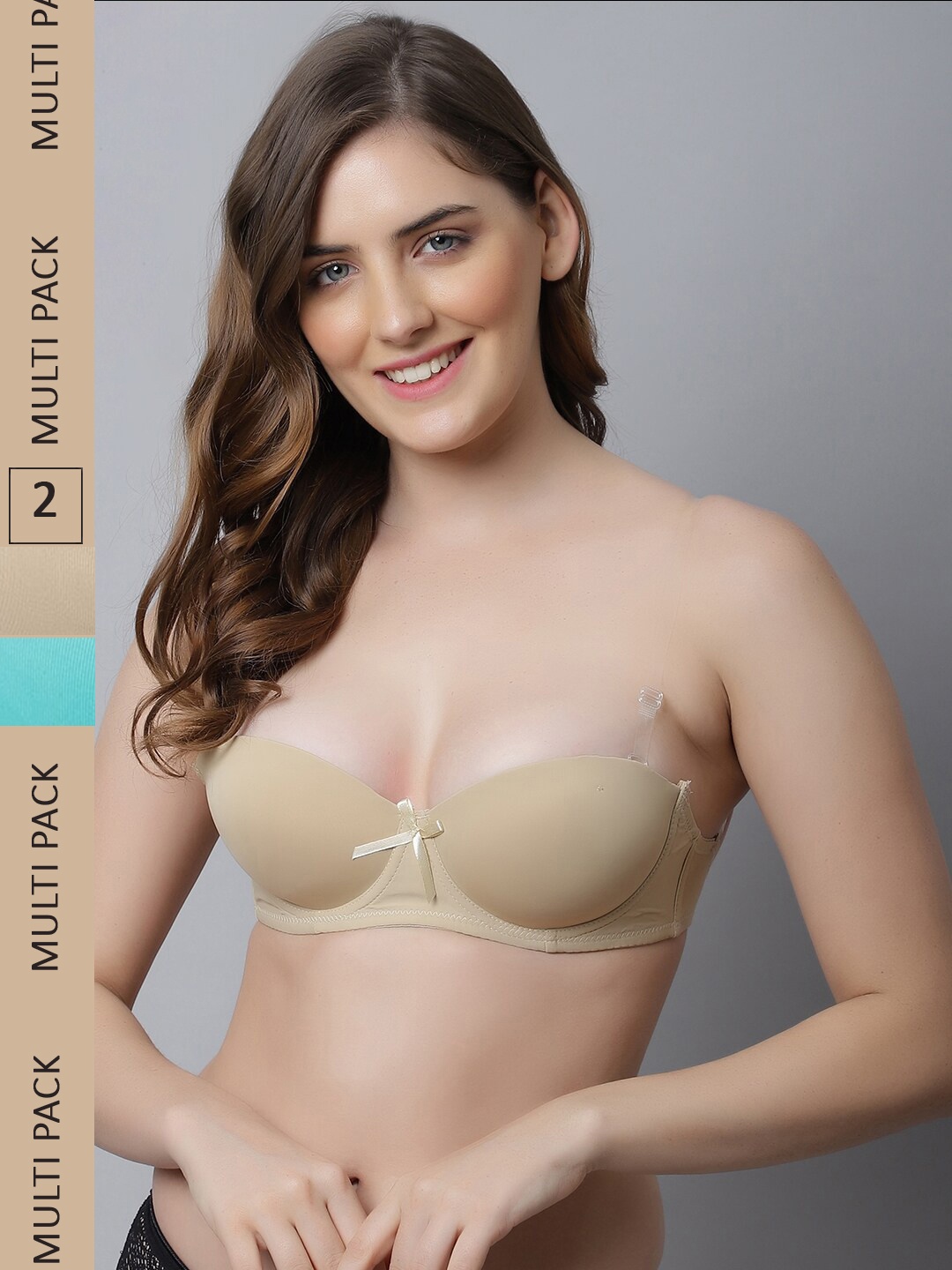 

Friskers Pack Of 2 Beige & Blue Bra Underwired Lightly Padded