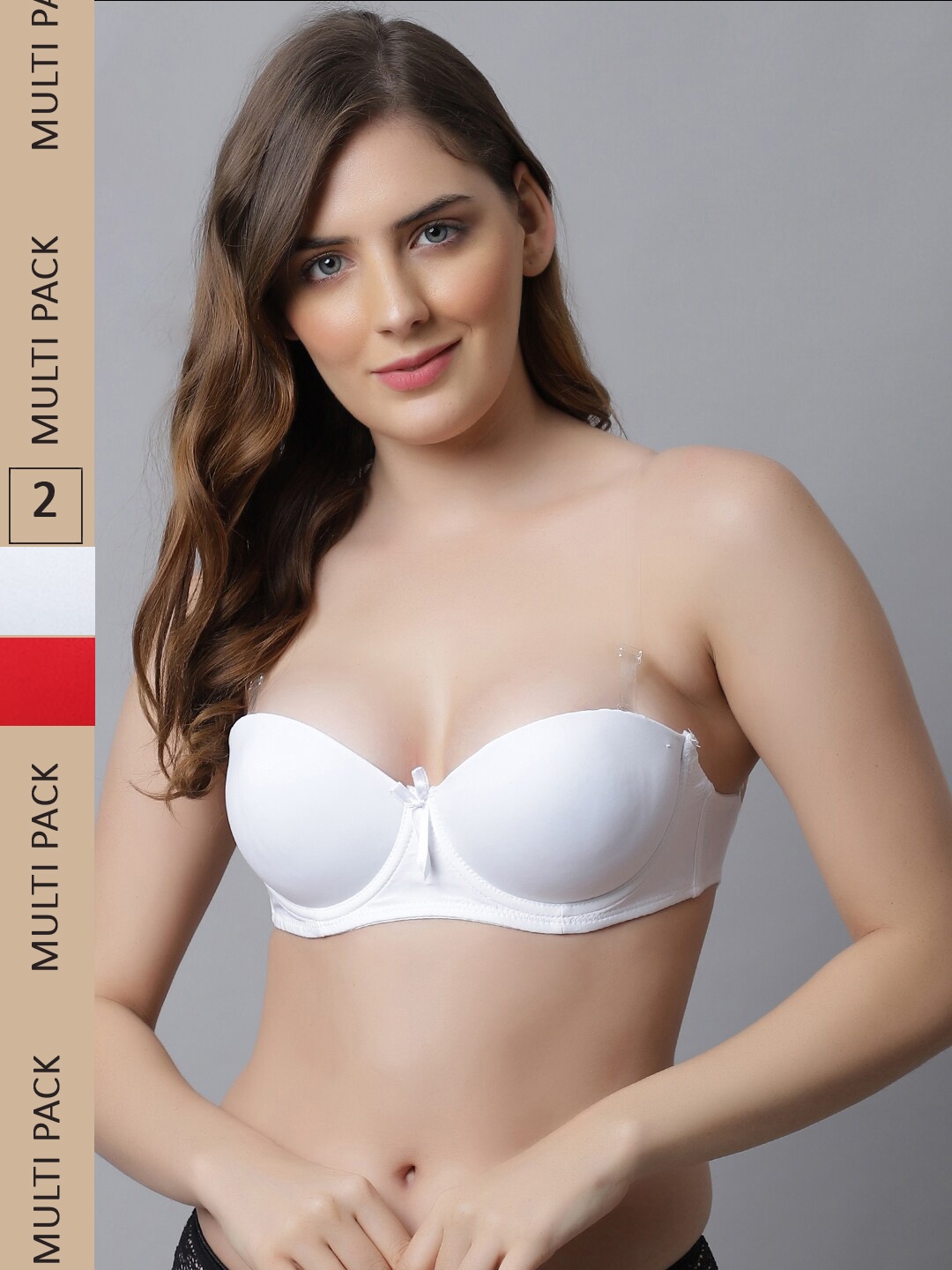 

Friskers Pack Of 2 White & Red Bra Underwired Lightly Padded