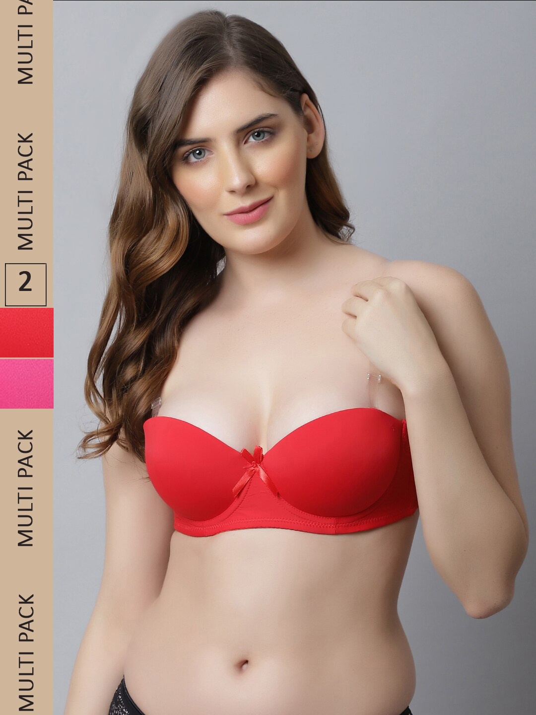 

Friskers Pack Of 2 Red & Pink Bra Underwired Lightly Padded
