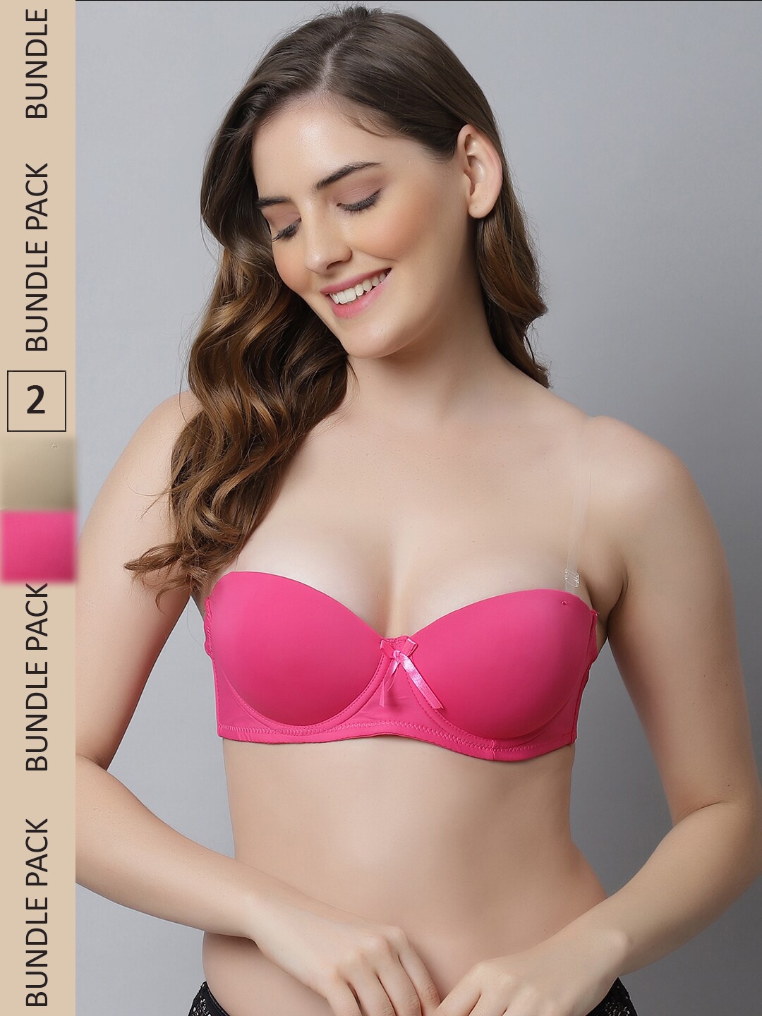 

Friskers Pack Of 2 Pink & Beige Bra Underwired Lightly Padded